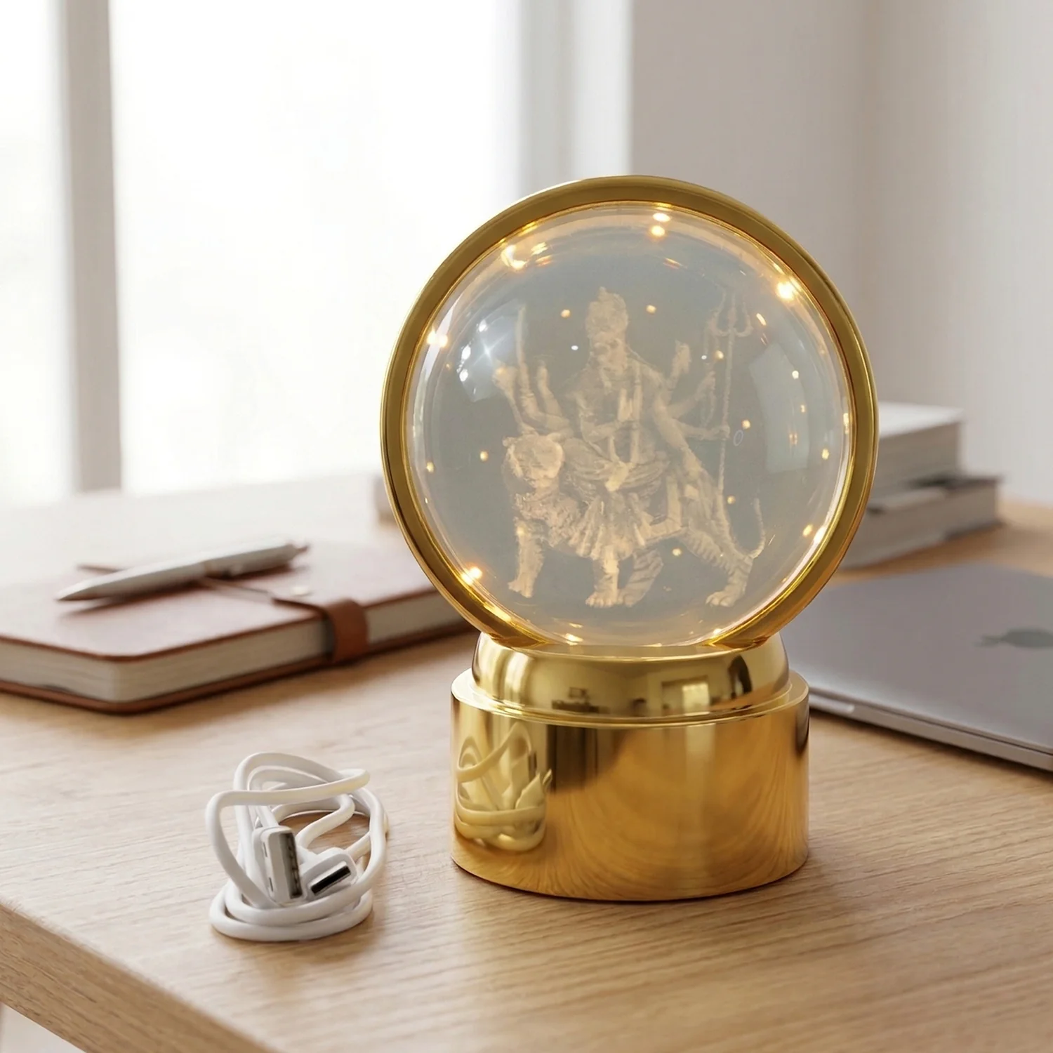 3D Crystal Ball LED Decorative Night Lamp with Goddess Design (1 Pc) - Image 7