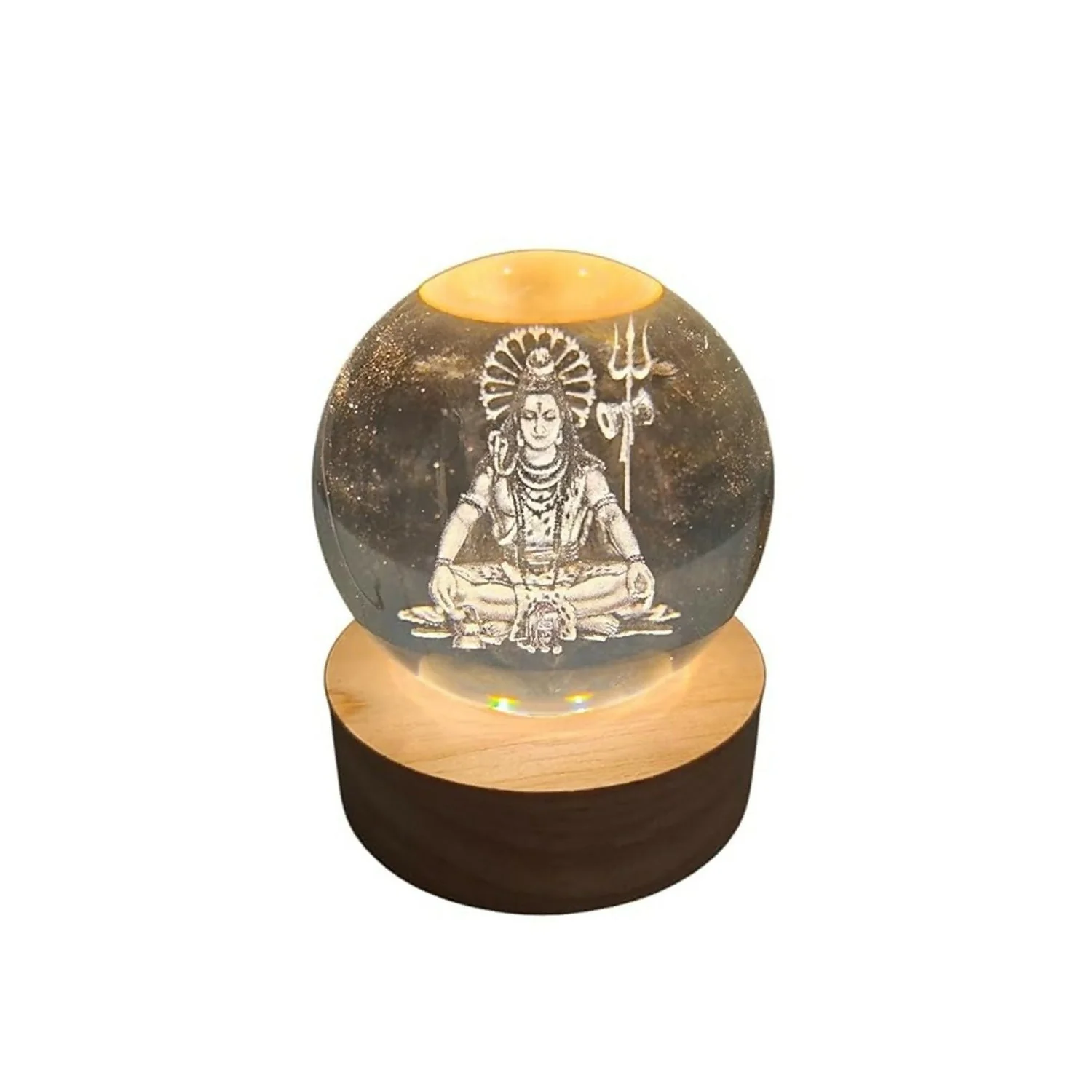 3D Crystal Night Lamp with Wooden Base, USB Powered Decorative Light - Image 7