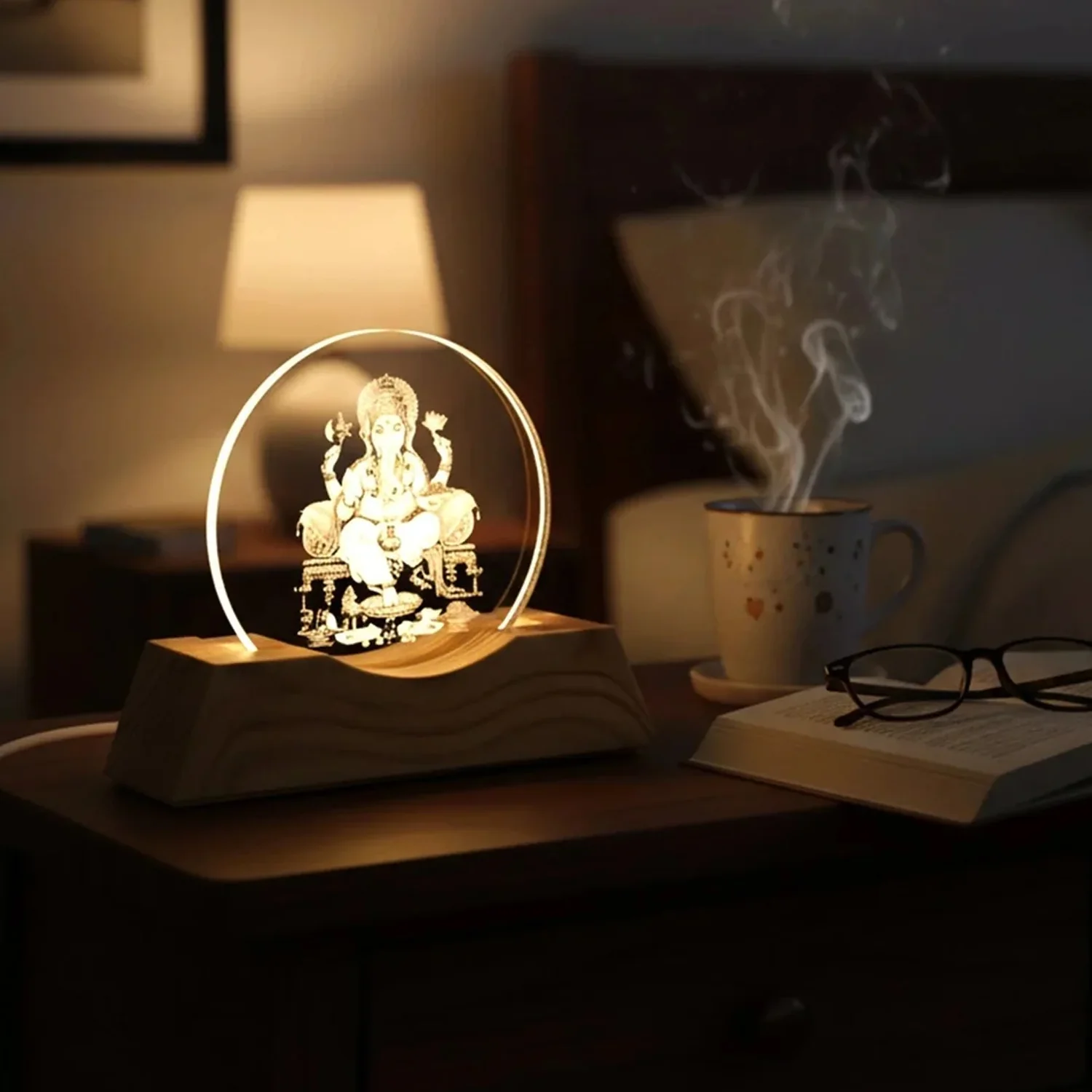 3D Lord Ganesha Acrylic LED Night Lamp (1 Pc) - Image 3