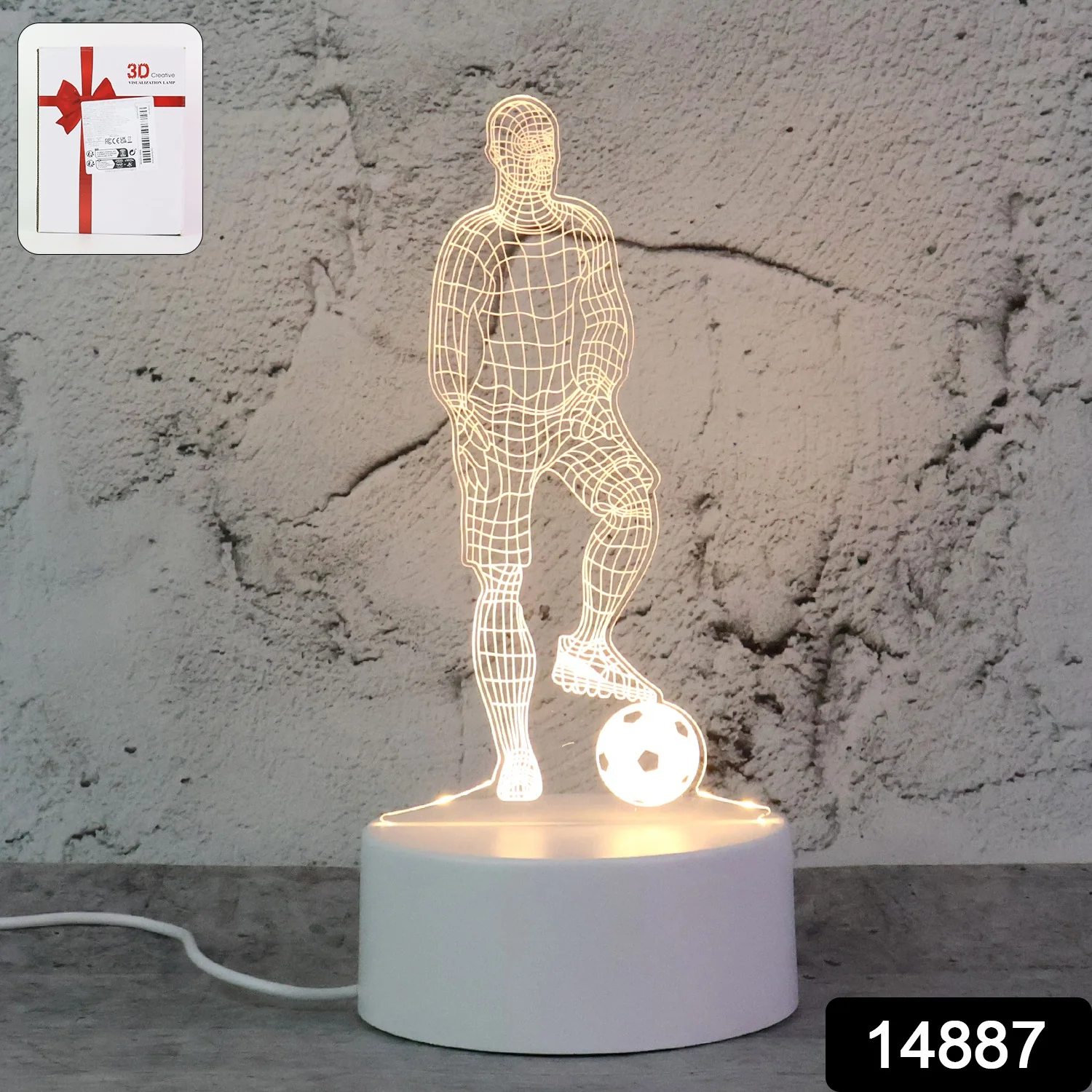 3D Illusion LED Night Lamp with Football Player Design - Image 2