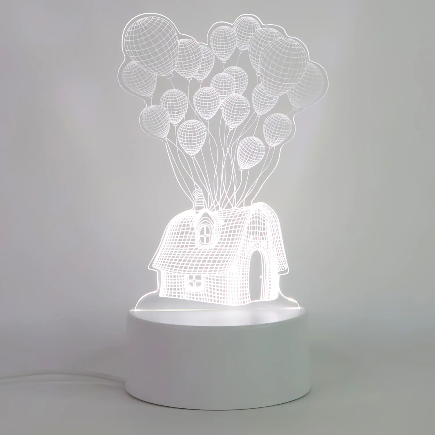 3D Illusion LED Night Lamp with House and Balloons Design - Image 5