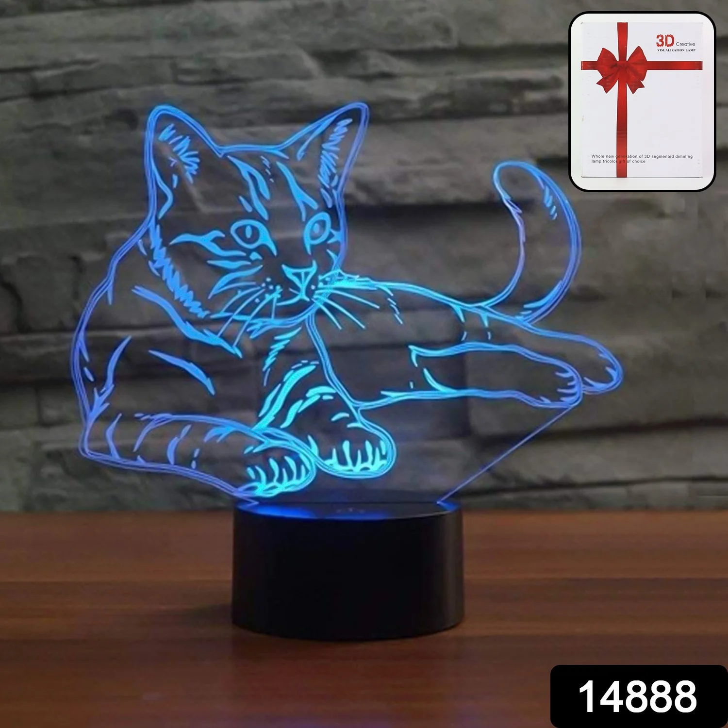 3D Illusion Multicolor Changing LED Night Lamp with Cat Design - Image 2
