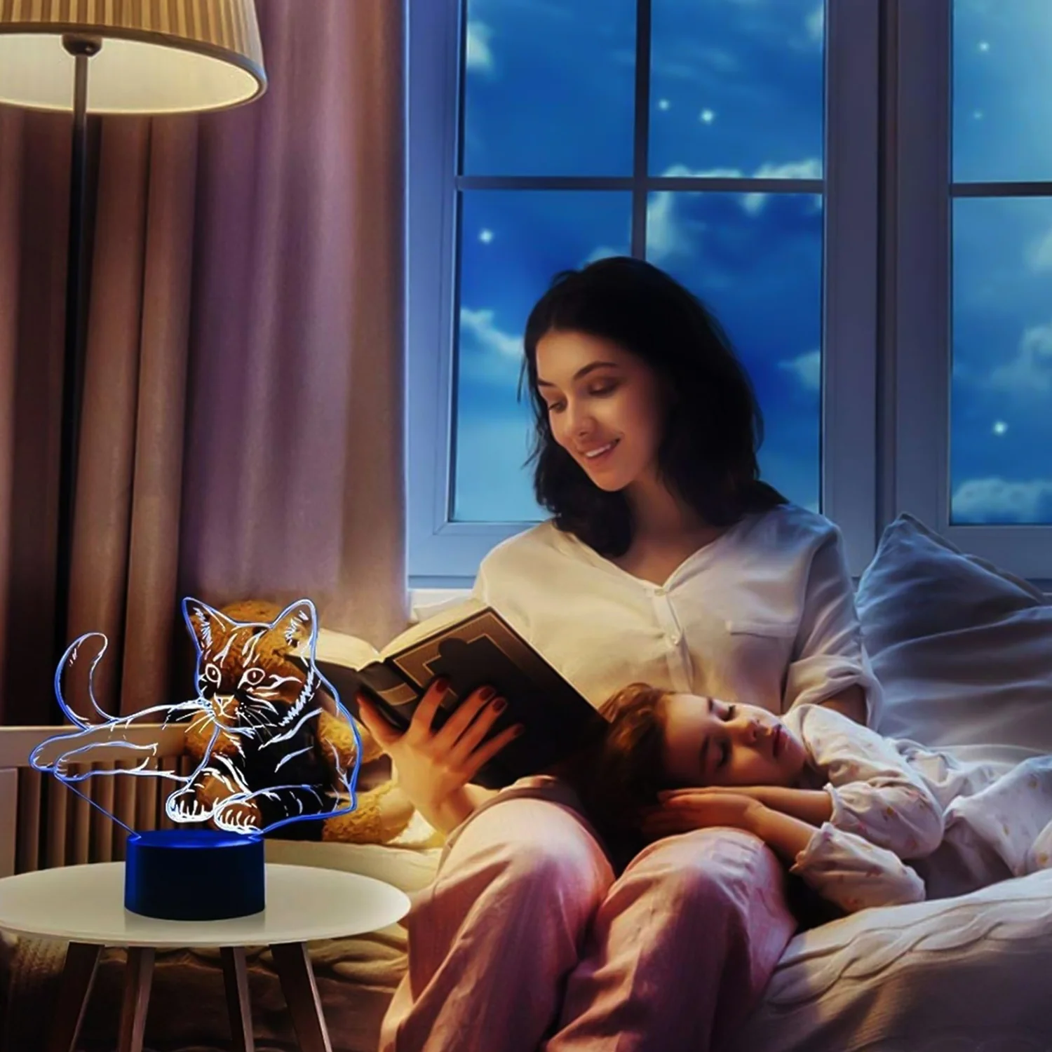 3D Illusion Multicolor Changing LED Night Lamp with Cat Design - Image 3