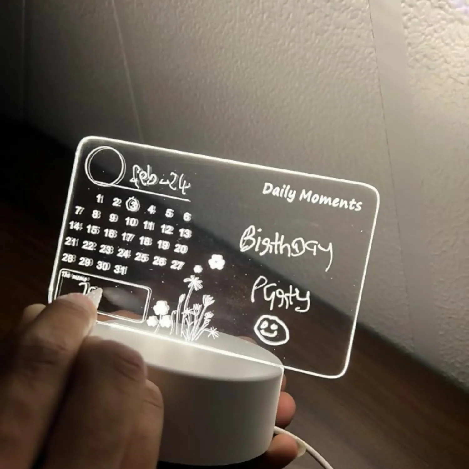 3D LED Acrylic Writing Board Design | Reusable Message Lamp with Erasable Pen & USB Cable | Custom Note Night Light for Study Table, Office Desk & Gift for Birthday, Valentine, Anniversary - Image 2