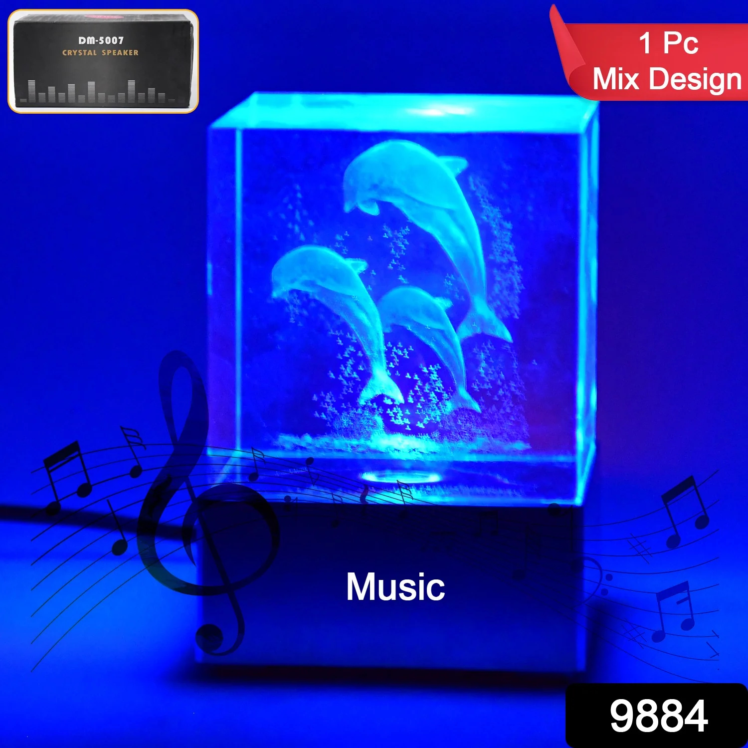 3D Mix Design LED Light Base With Speaker (1 Pc / B Grade) - Image 2