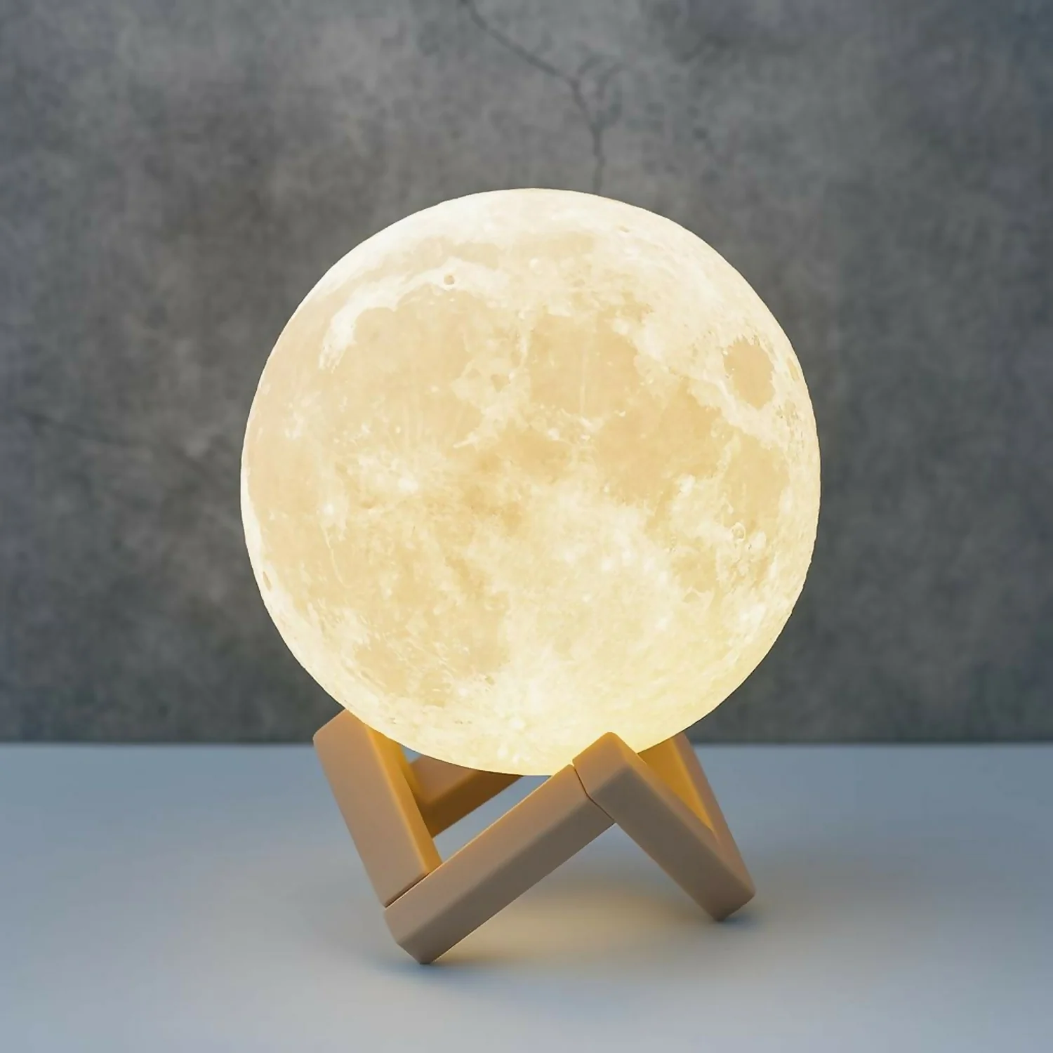 3D Moon Lamp with Plastic Stand | Warm LED Night Light for Home & Bedroom Decor - Image 3