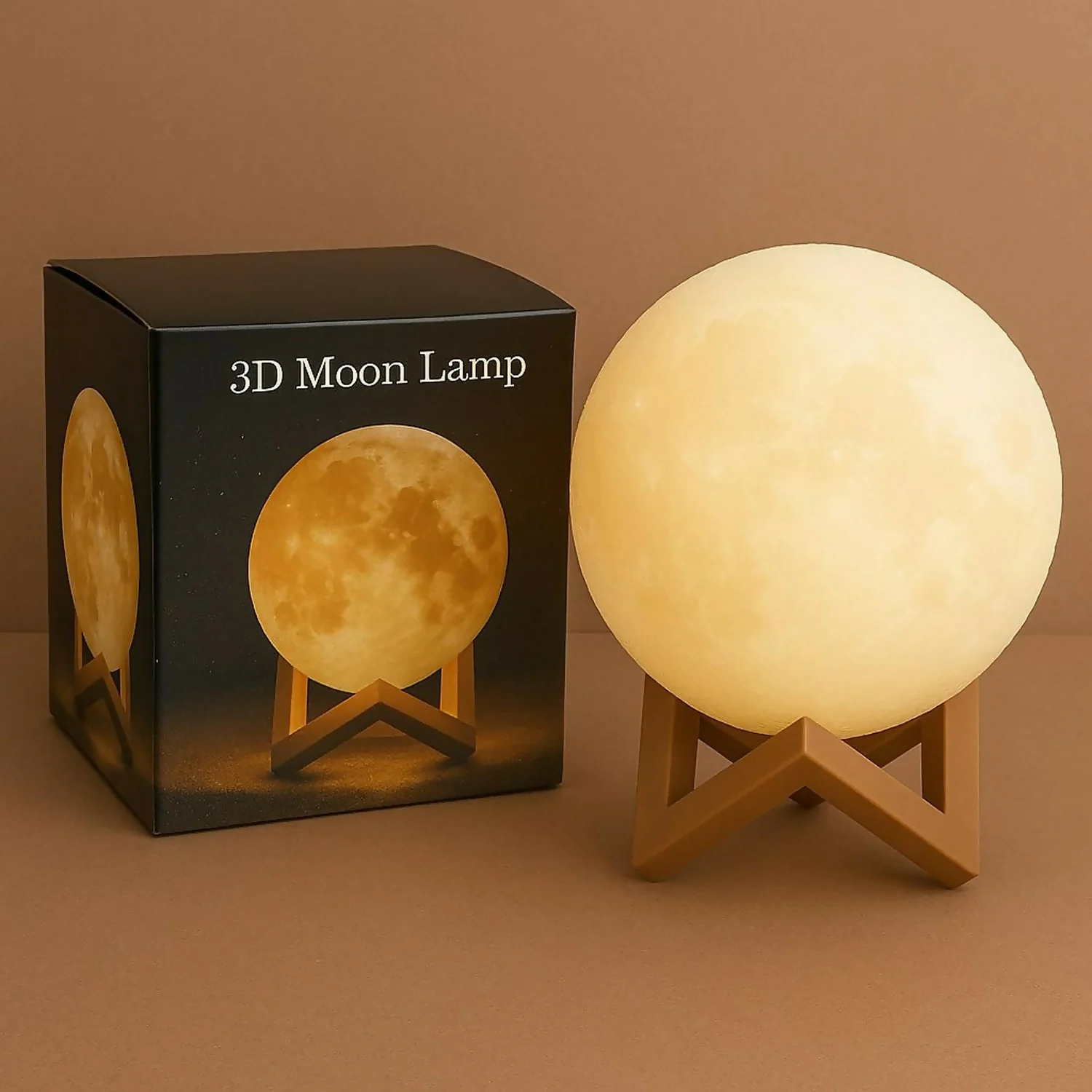 3D Moon Lamp with Plastic Stand | Warm LED Night Light for Home & Bedroom Decor - Image 5