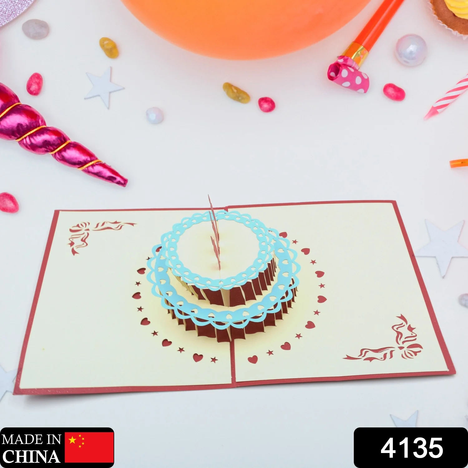 Unique 3D -Up Wishing Card (Birthday): 1 Pc - Image 2