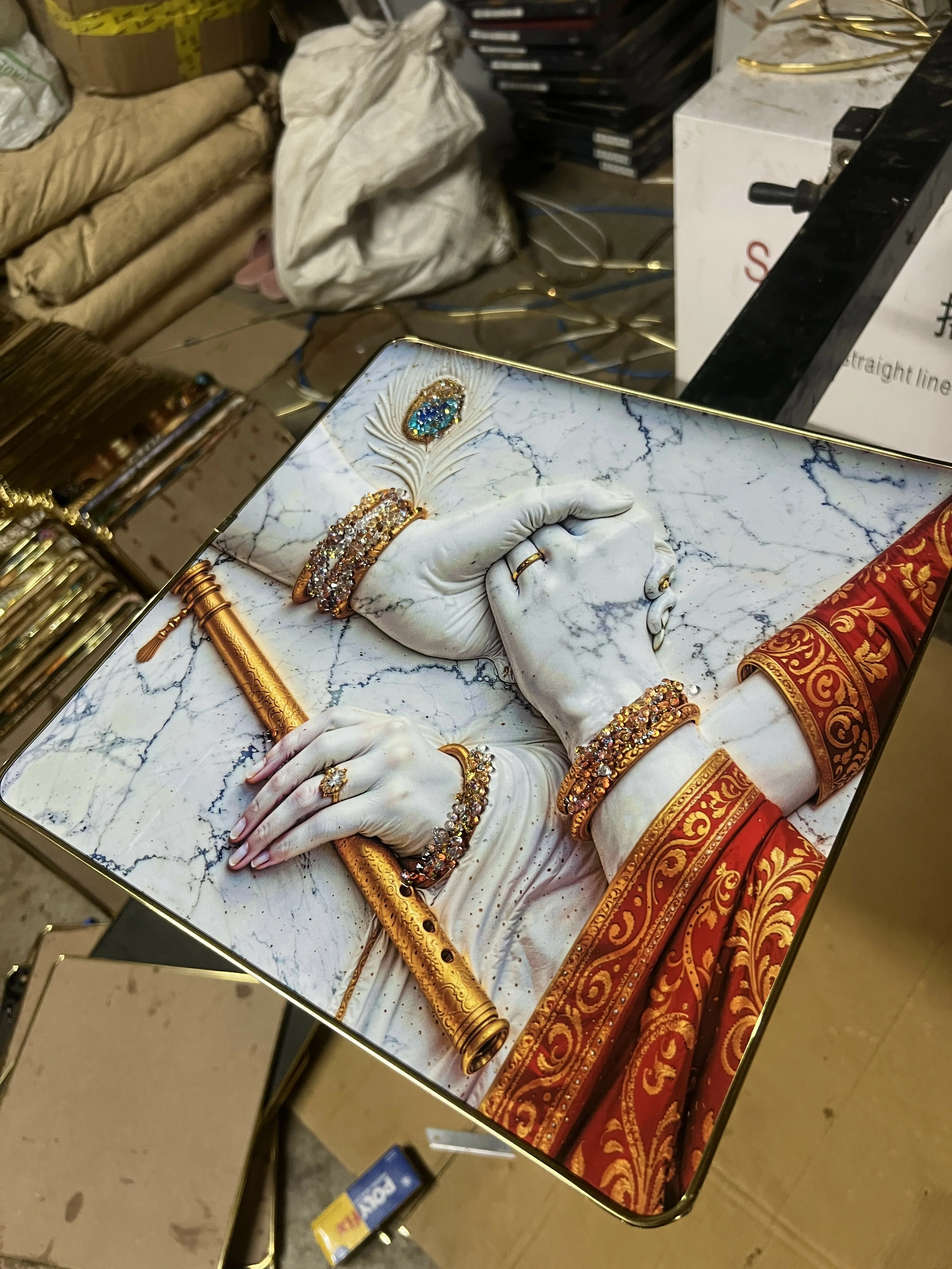 3D Radha Krishna Crystal Wall Art Decorative Frame (12x12 Inch) - Image 3
