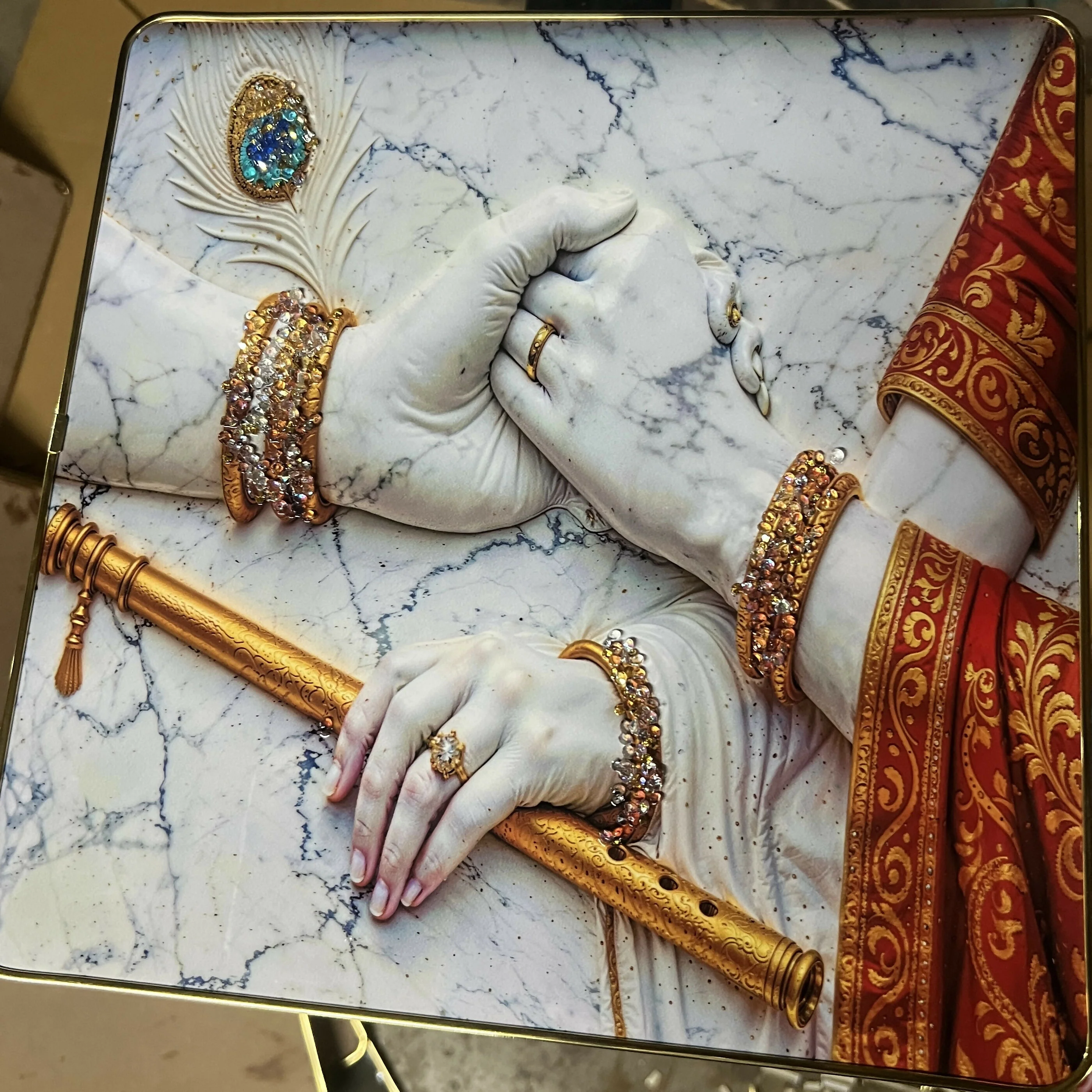 3D Radha Krishna Crystal Wall Art Decorative Frame (12x12 Inch) - Image 4
