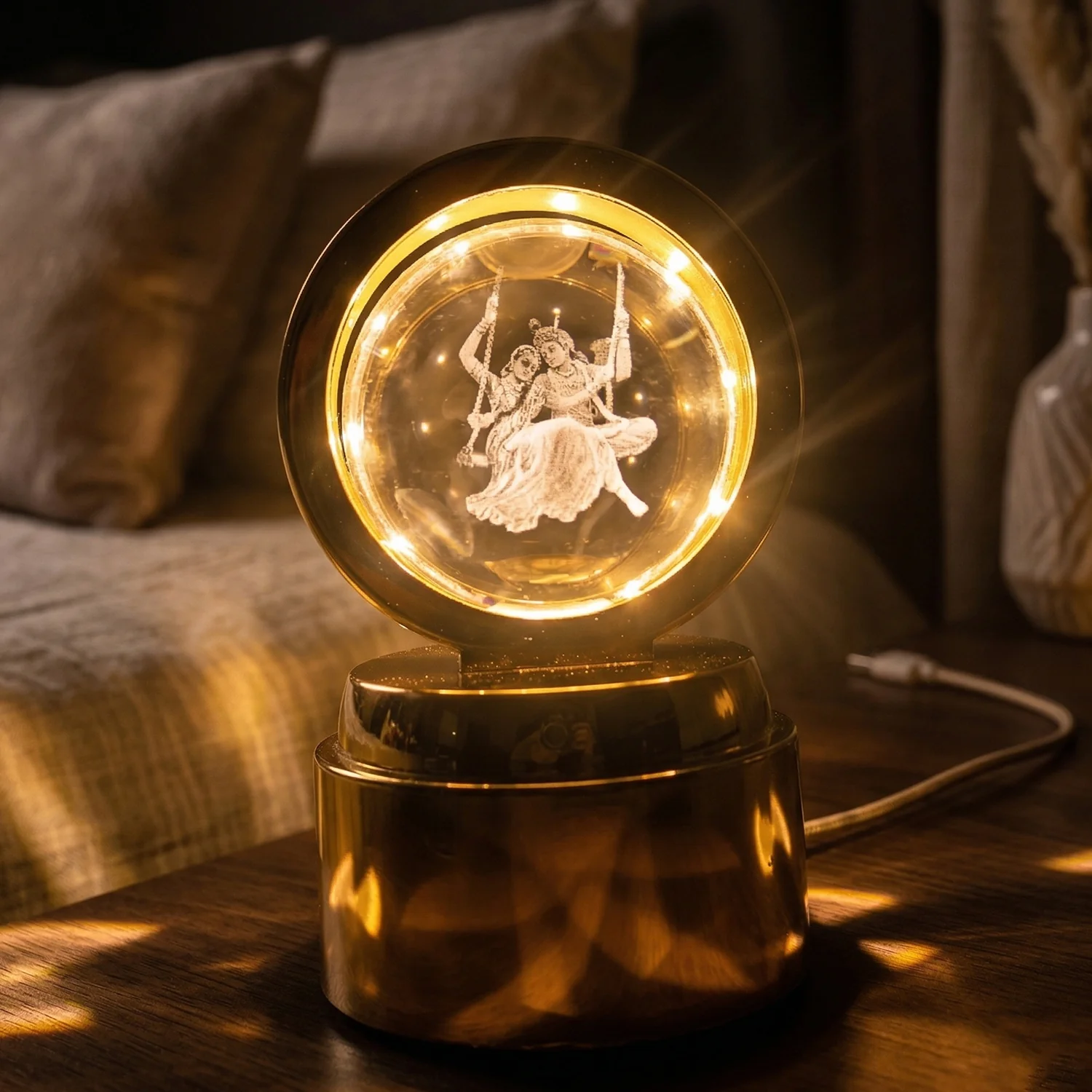 3D Religious Design Crystal Ball LED Night Lamp (1 Pc) - Image 3