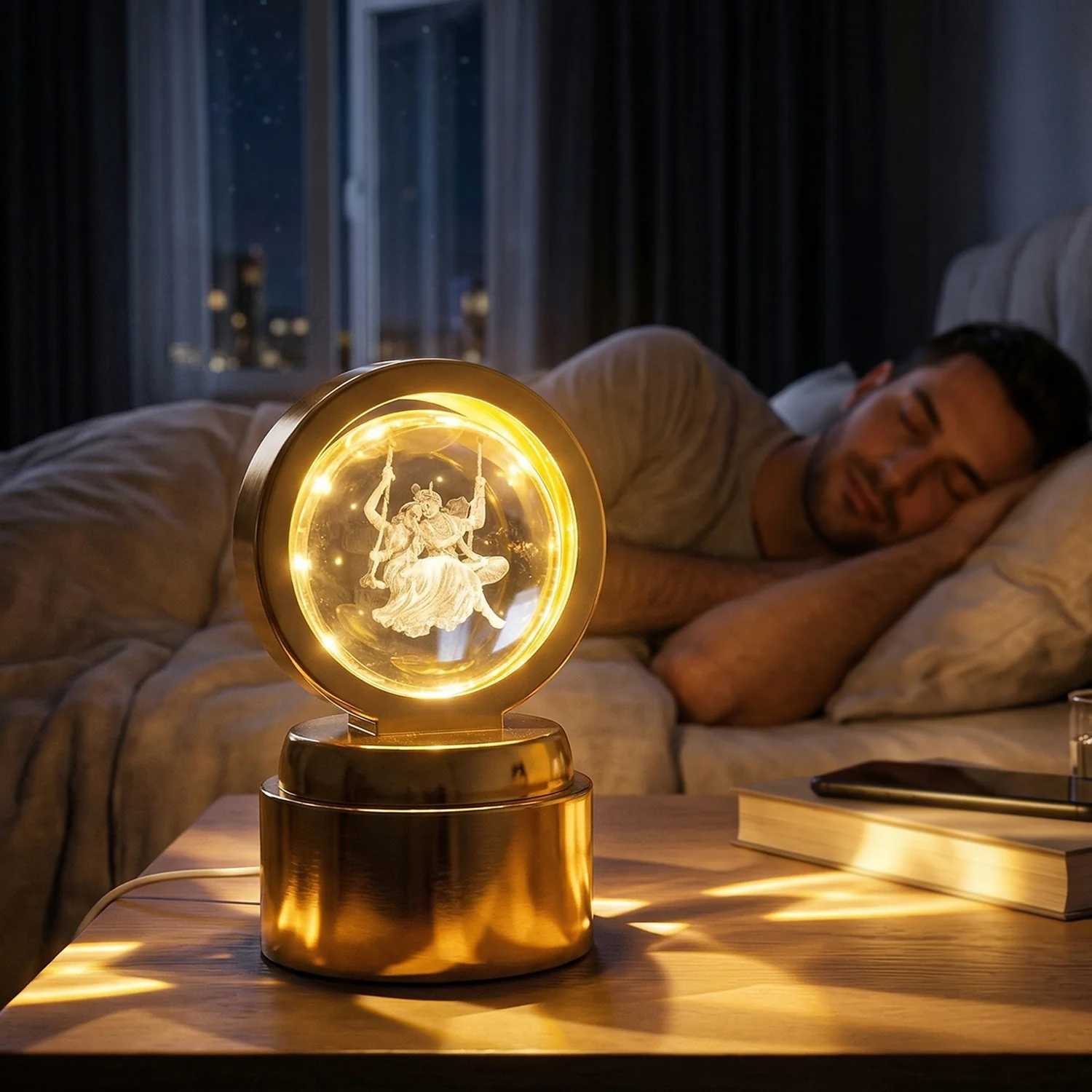 3D Religious Design Crystal Ball LED Night Lamp (1 Pc) - Image 4