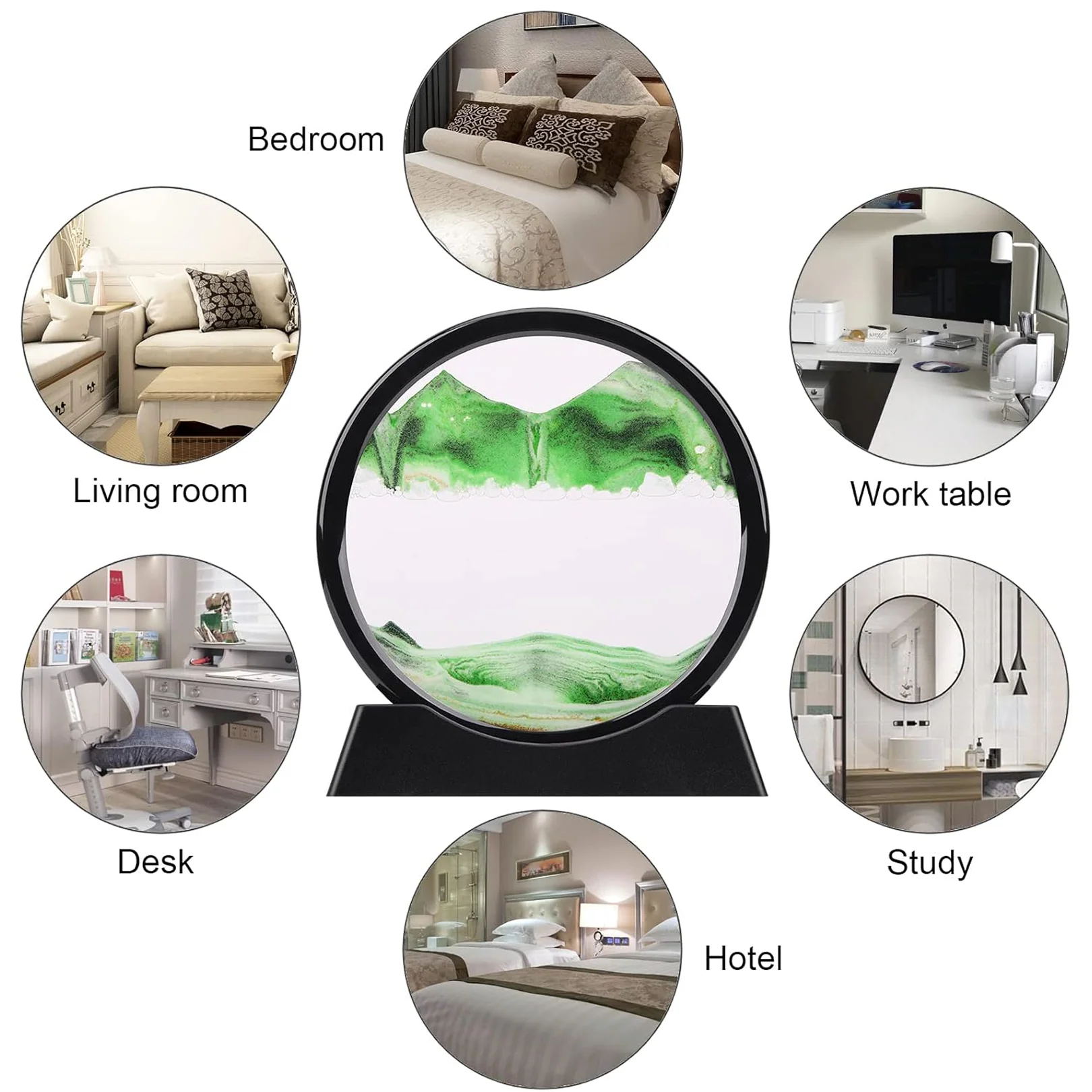 3D Moving Sand Art – Liquid Motion Deep Sea Sandscape with Round Glass Frame (1 Pc) - Image 3