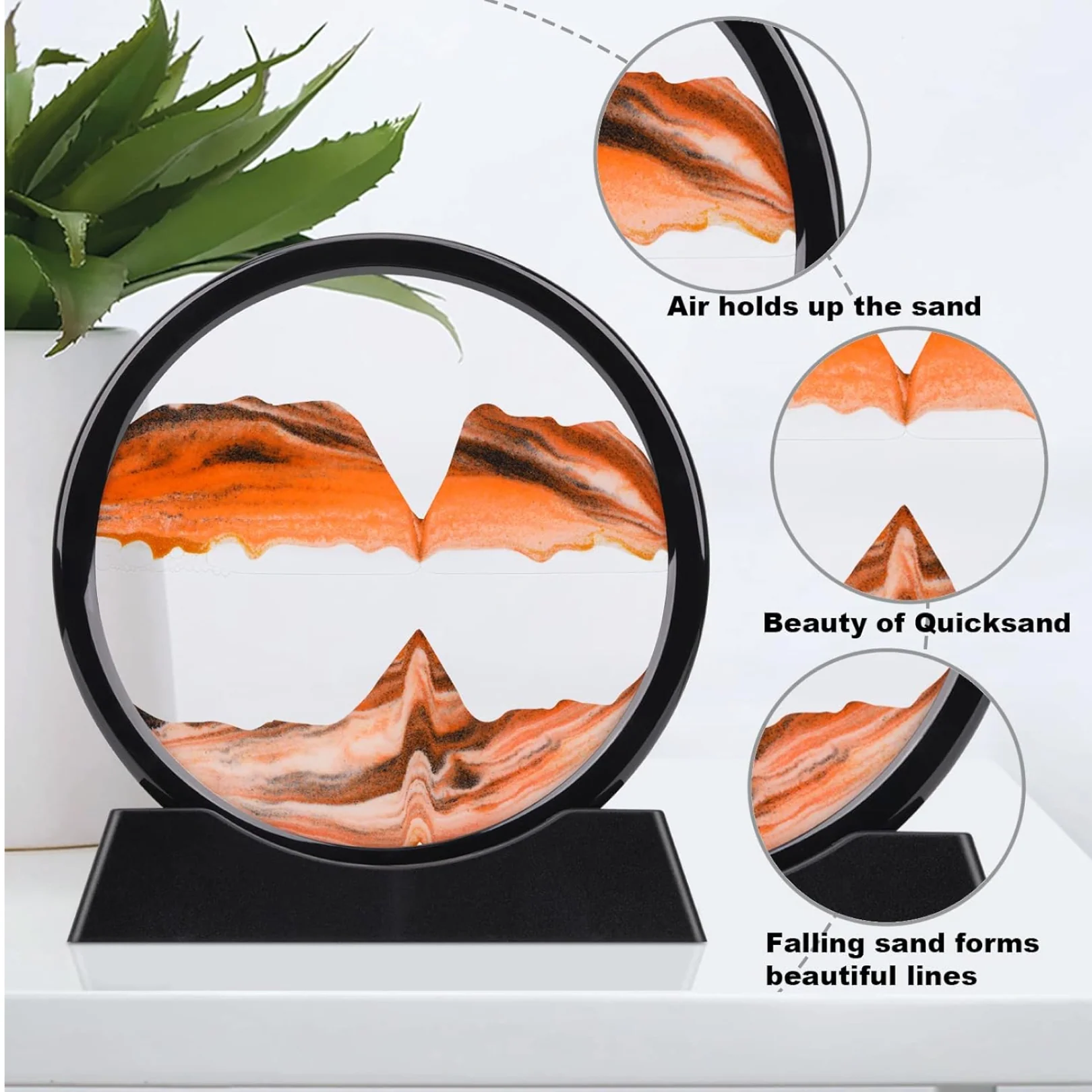 3D Moving Sand Art – Liquid Motion Deep Sea Sandscape with Round Glass Frame (1 Pc) - Image 4
