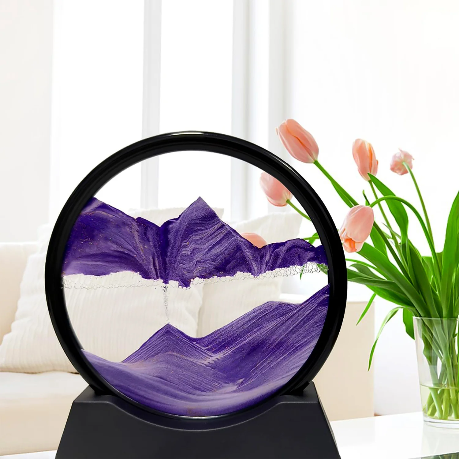 3D Moving Sand Art – Liquid Motion Deep Sea Sandscape with Round Glass Frame (1 Pc) - Image 5