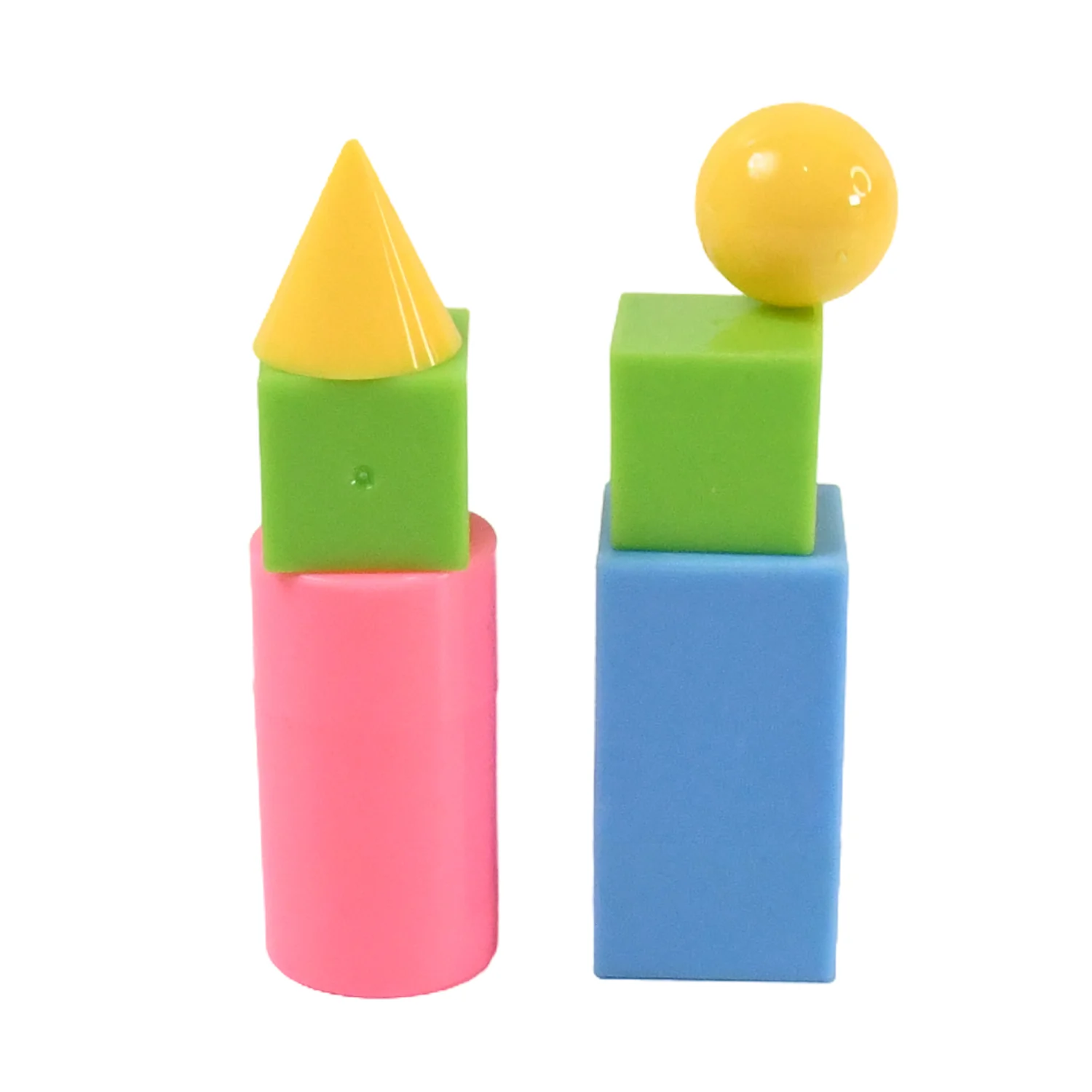 3D Shapes Multicoloured Pattern Building Blocks Toy Solid Figures (6 Pcs Set) - Image 5