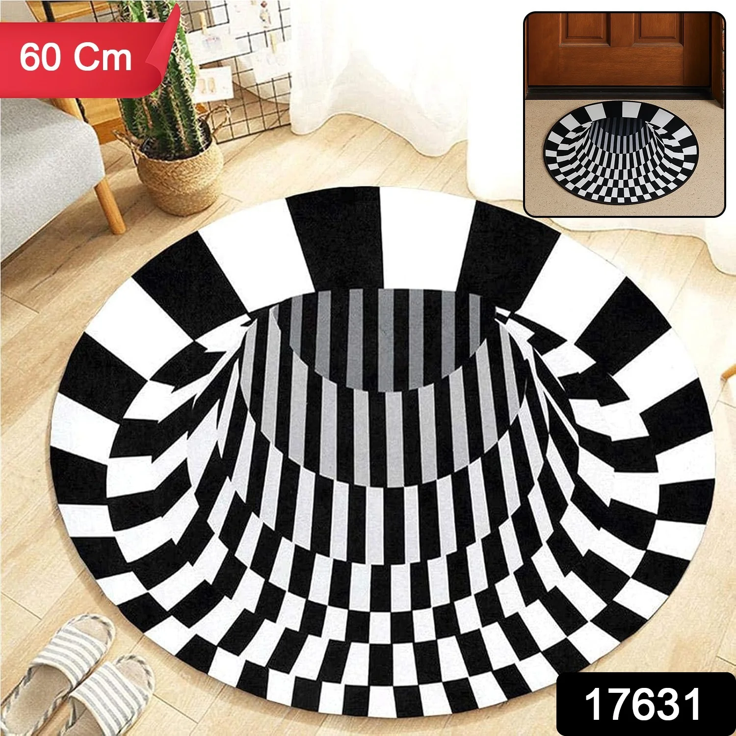 3D Space Round Carpet, Floor Mat Non-Woven Doormat (60 Cm) - Image 2