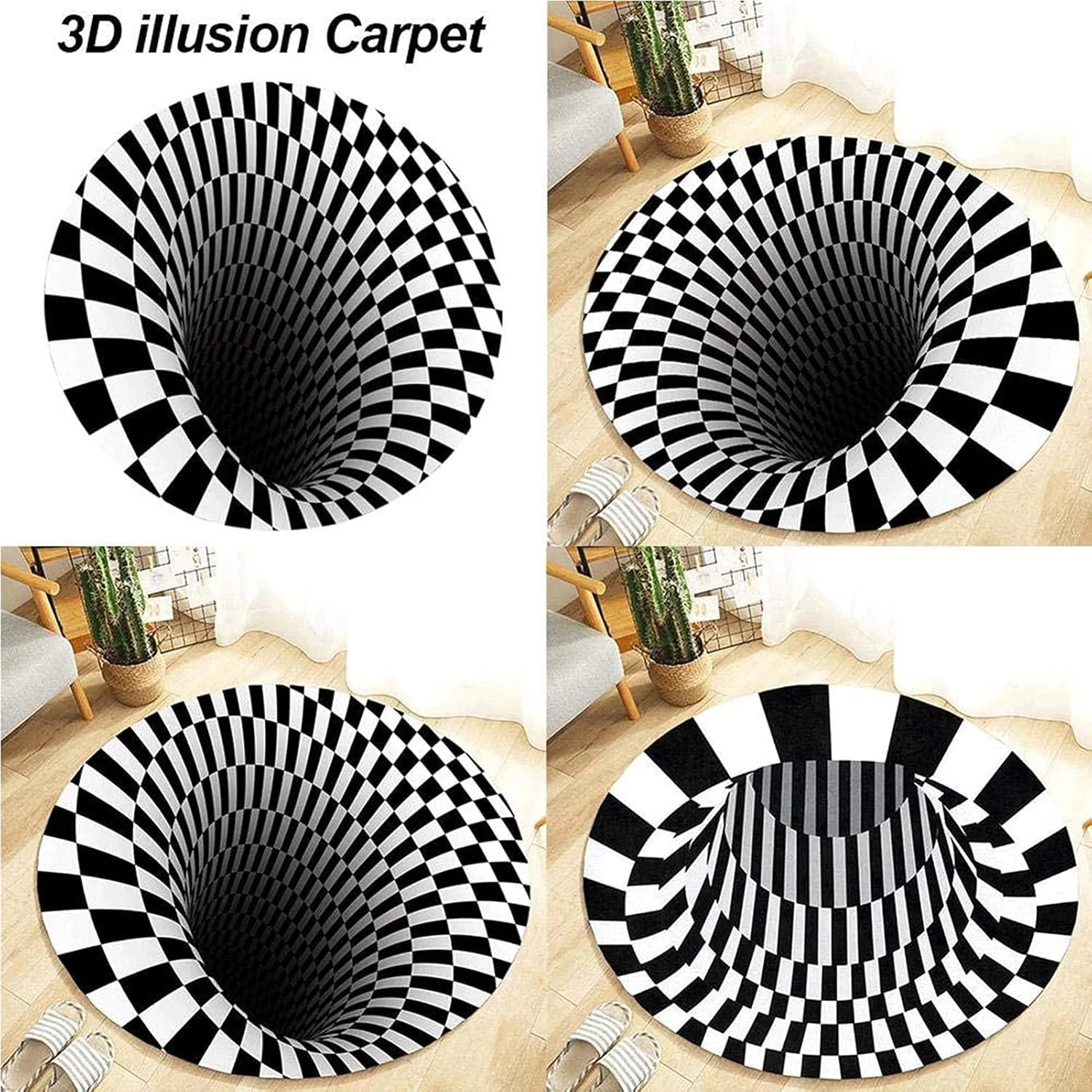 3D Space Round Carpet, Floor Mat Non-Woven Doormat (60 Cm) - Image 3