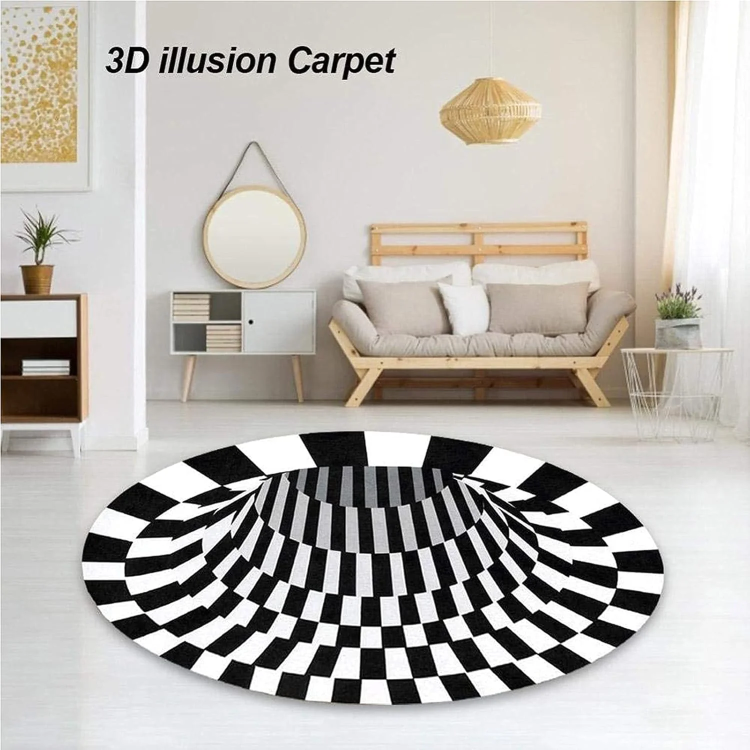 3D Space Round Carpet, Floor Mat Non-Woven Doormat (60 Cm) - Image 4
