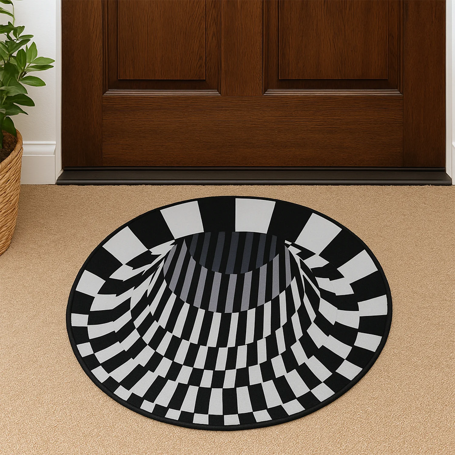 3D Space Round Carpet, Floor Mat Non-Woven Doormat (60 Cm) - Image 7