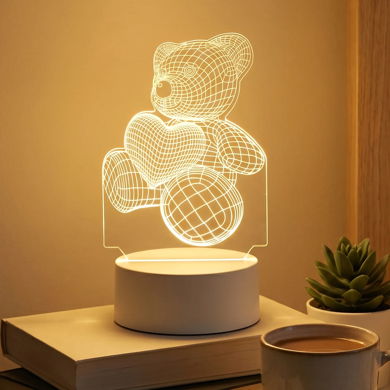3D Teddy Bear LED Night Lamp – Soft LED Desk Light with Heart Design (1 Pc) - Image 4