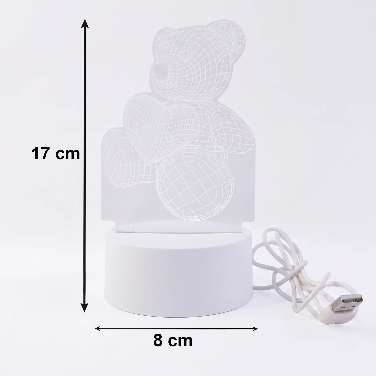 3D Teddy Bear LED Night Lamp – Soft LED Desk Light with Heart Design (1 Pc) - Image 6