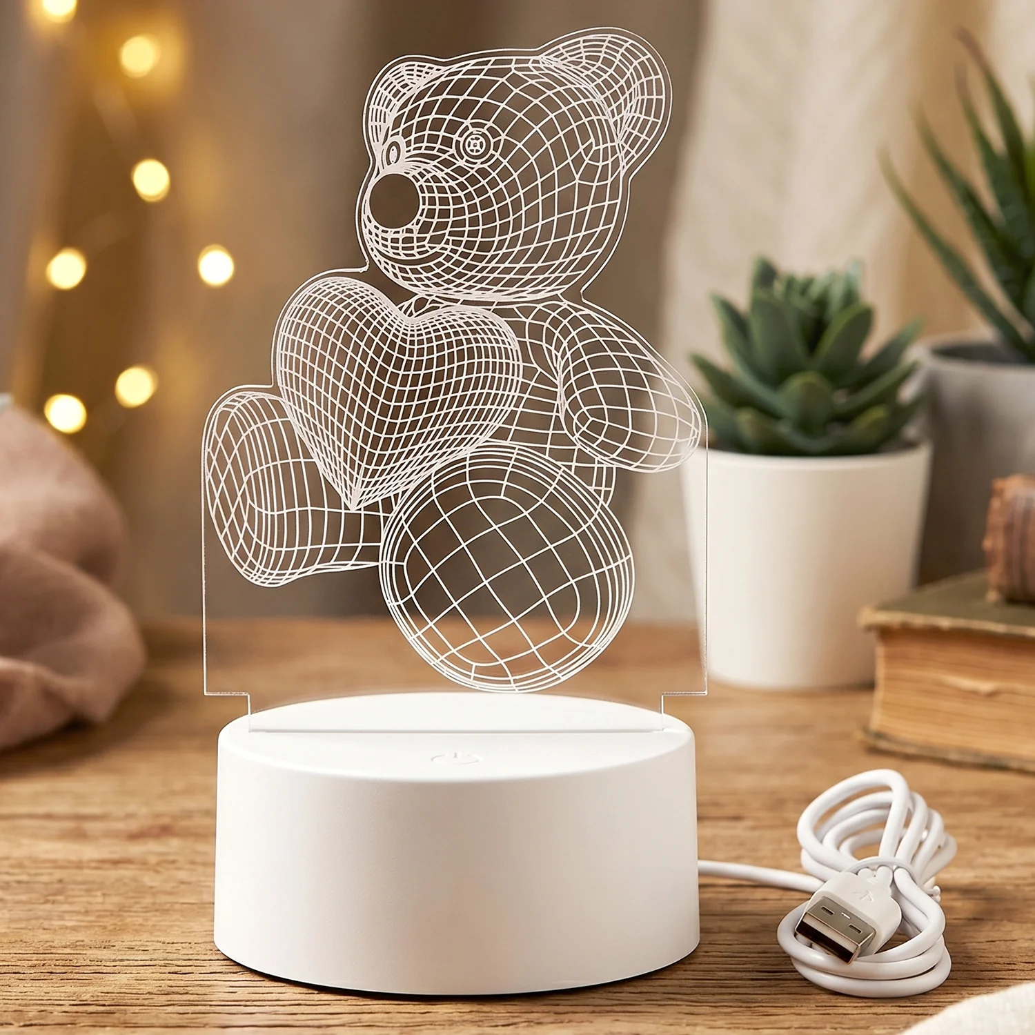 3D Teddy Bear LED Night Lamp – Soft LED Desk Light with Heart Design (1 Pc) - Image 8