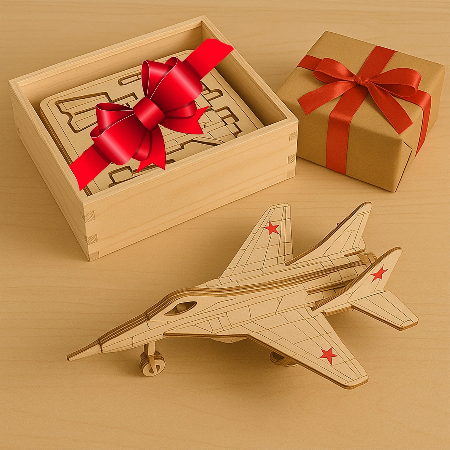 3D Wooden Fighter Jet Puzzle DIY Assembly Kit - Image 6