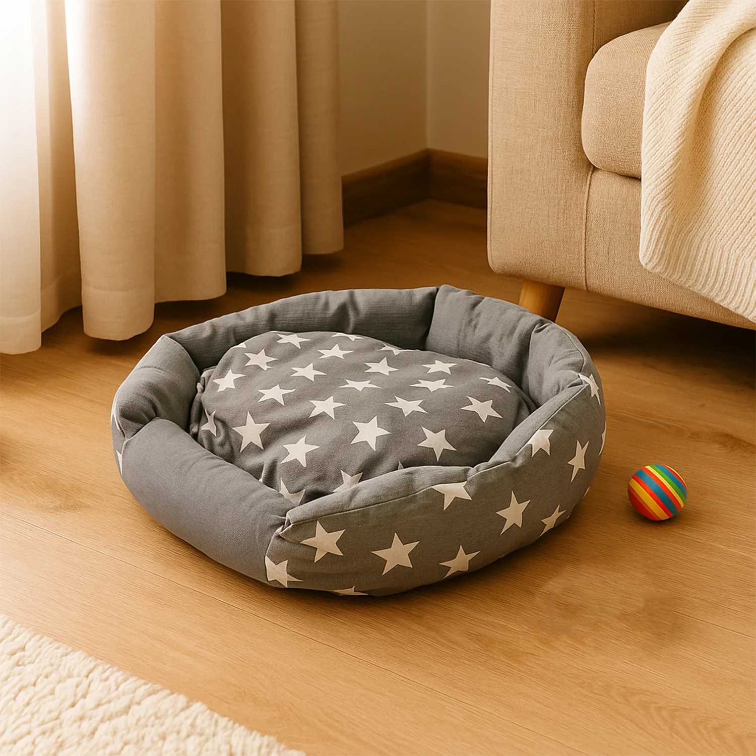 3XL Extra-Large Star Pattern Round Pet Bed for Cats & Small Dogs - Image 4