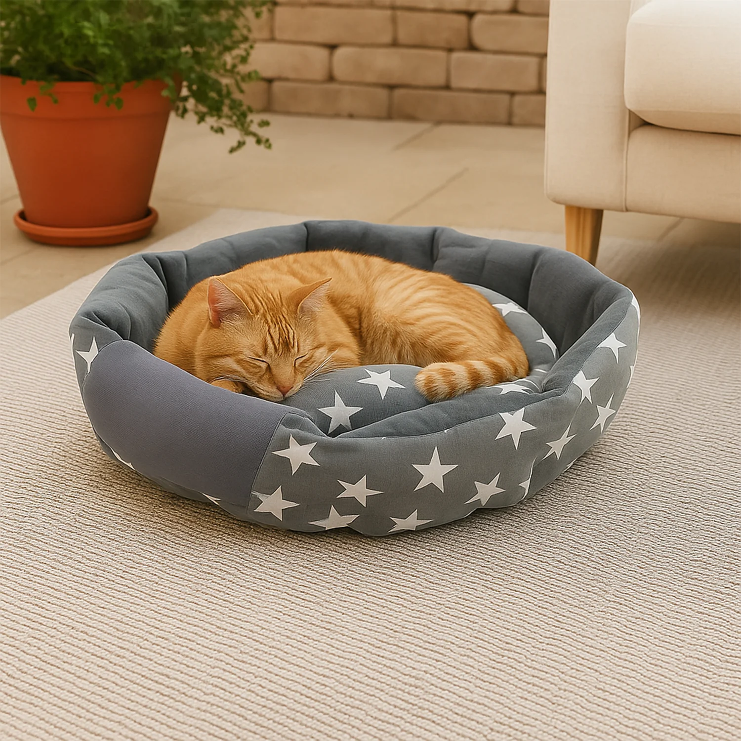 3XL Extra-Large Star Pattern Round Pet Bed for Cats & Small Dogs - Image 6