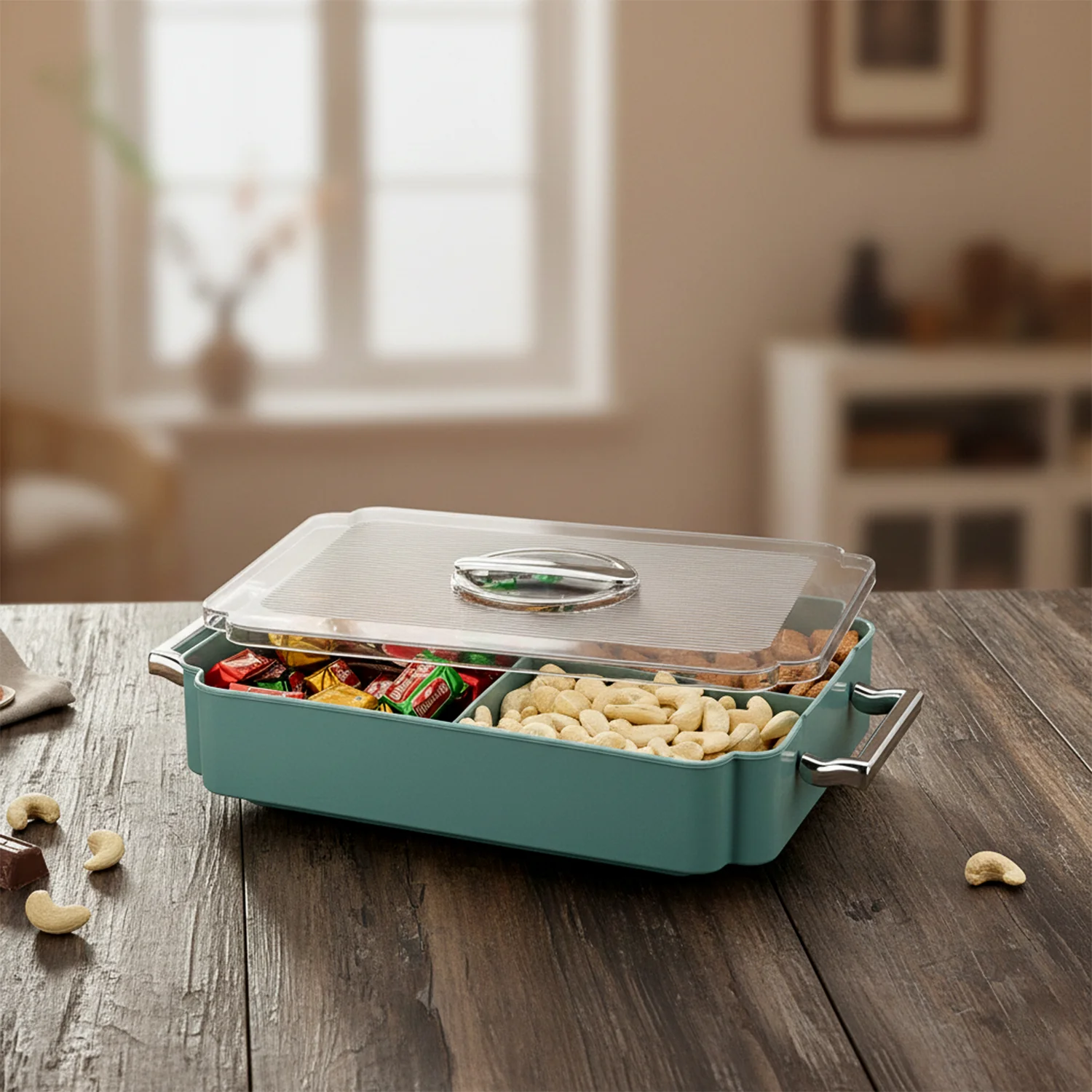 4 Compartment Multipurpose Plastic Food Storage Container (1 Pc) - Image 3