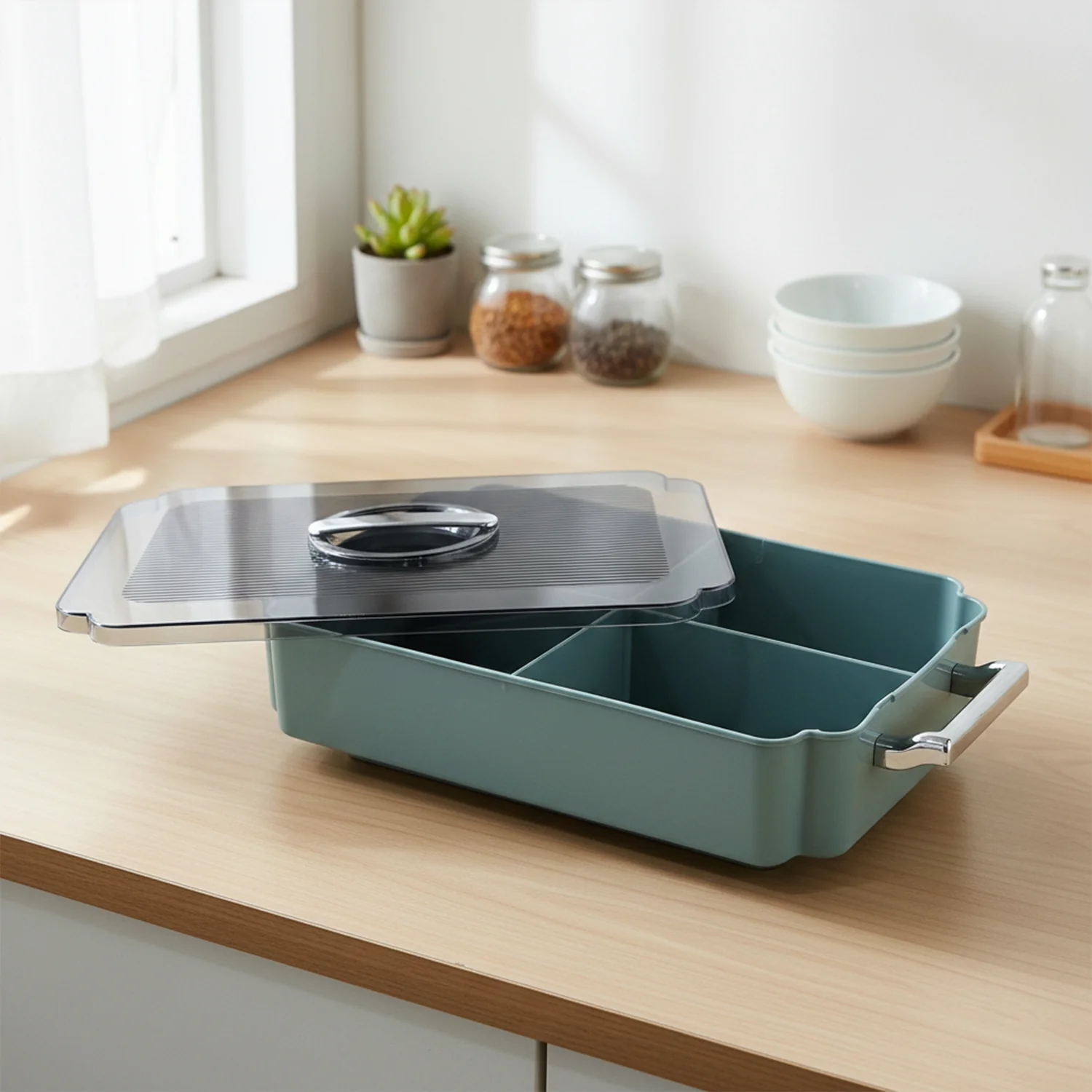 4 Compartment Multipurpose Plastic Food Storage Container (1 Pc) - Image 7