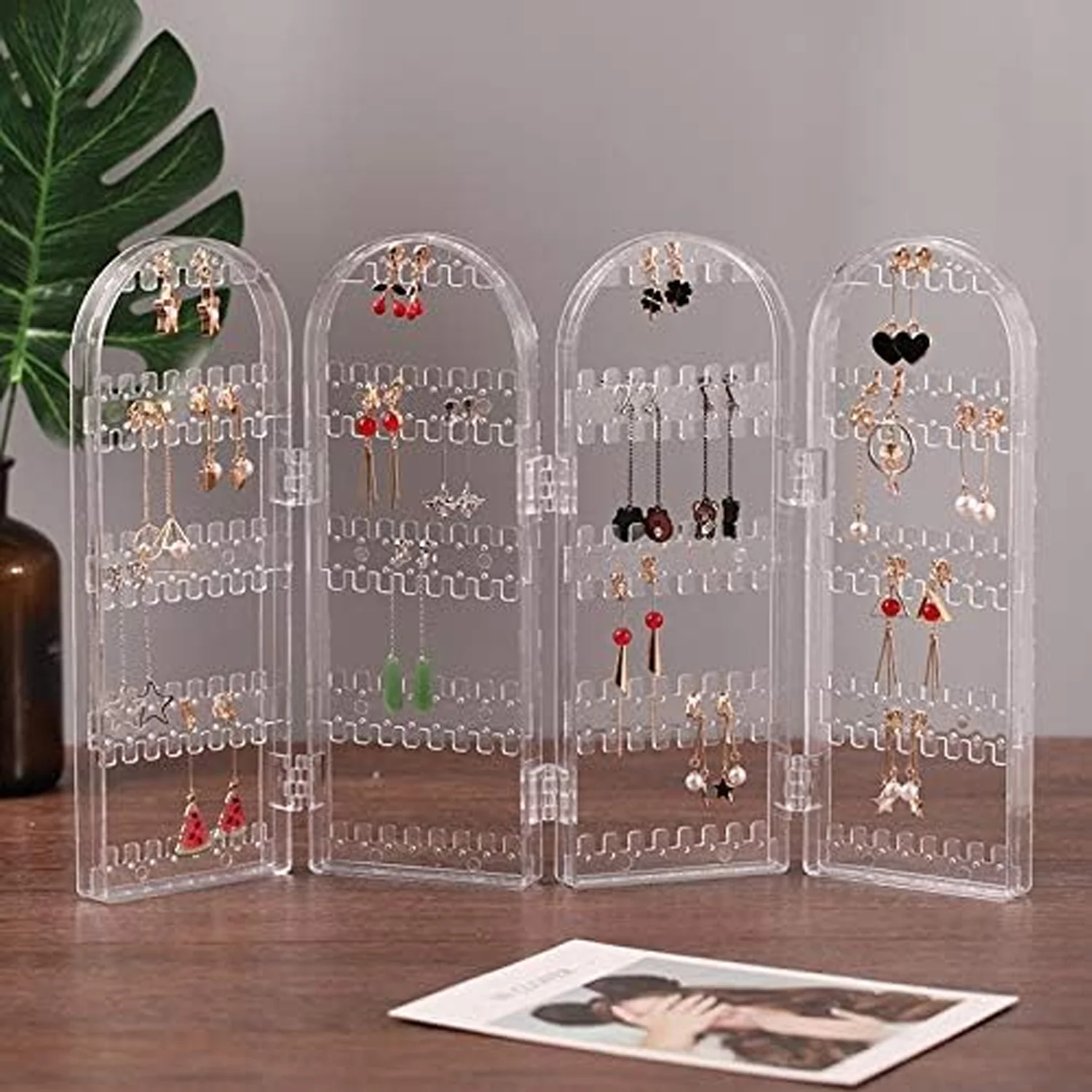 4 Folding Storage Hanger Acrylic Earring Screen Holder Display Stand Clear (1 Set) - Image 7