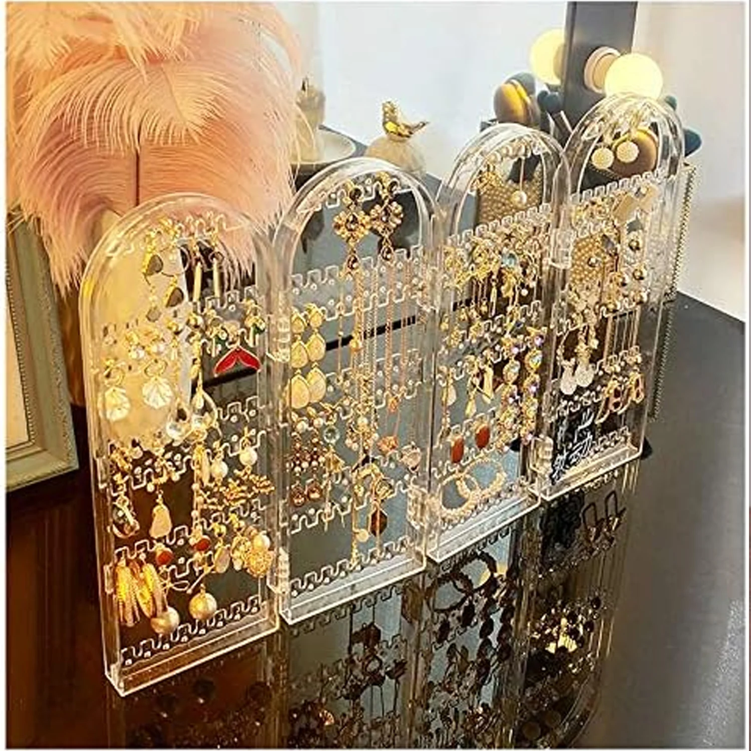 4 Folding Storage Hanger Acrylic Earring Screen Holder Display Stand Clear (1 Set) - Image 9
