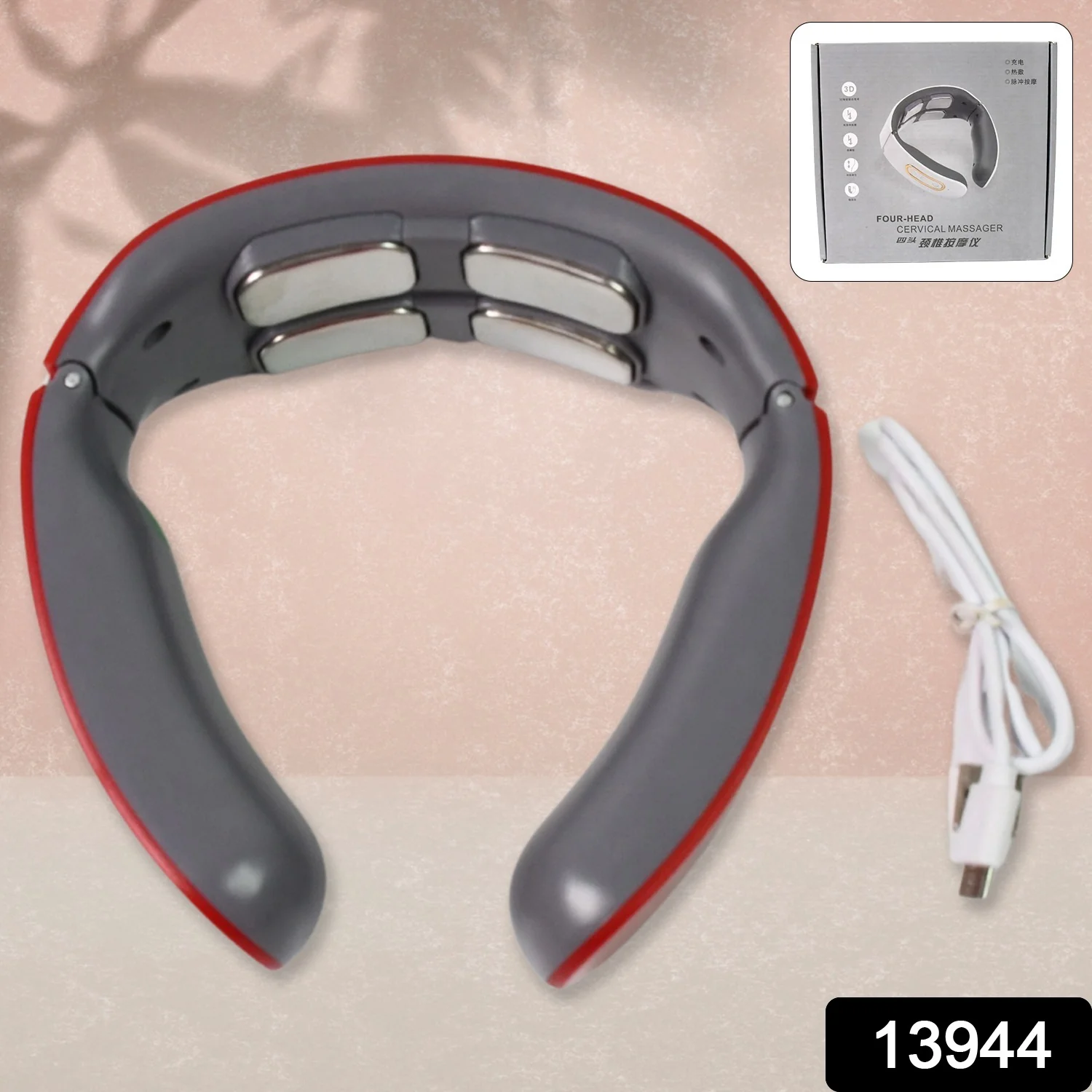 4 Heads Smart Electric Neck and Back Pulse Massager (1 Pc / Mix Design) - Image 2