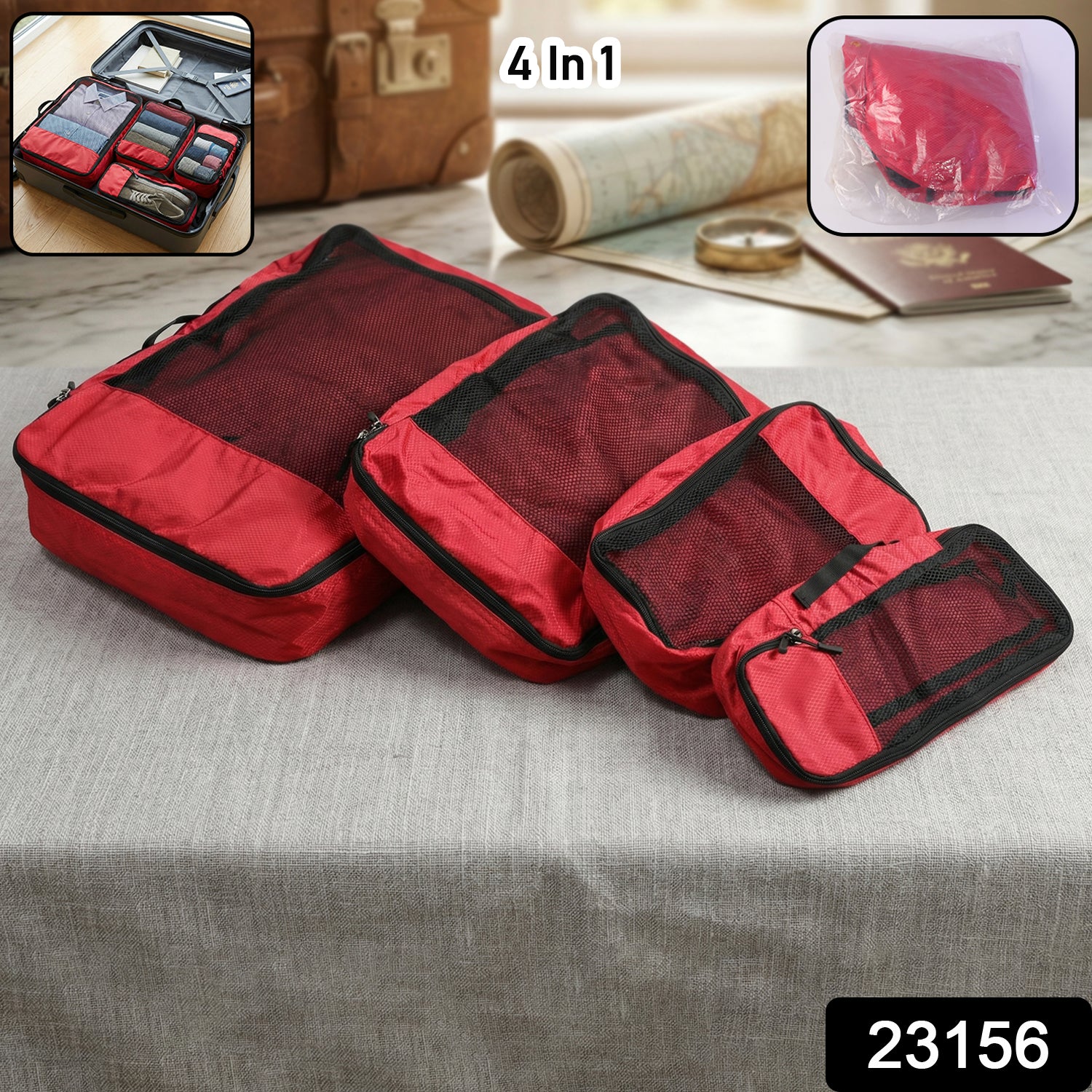 4 In 1 Travel Organizer Packing Cubes Bag Set (4 Pc Set) - Image 2