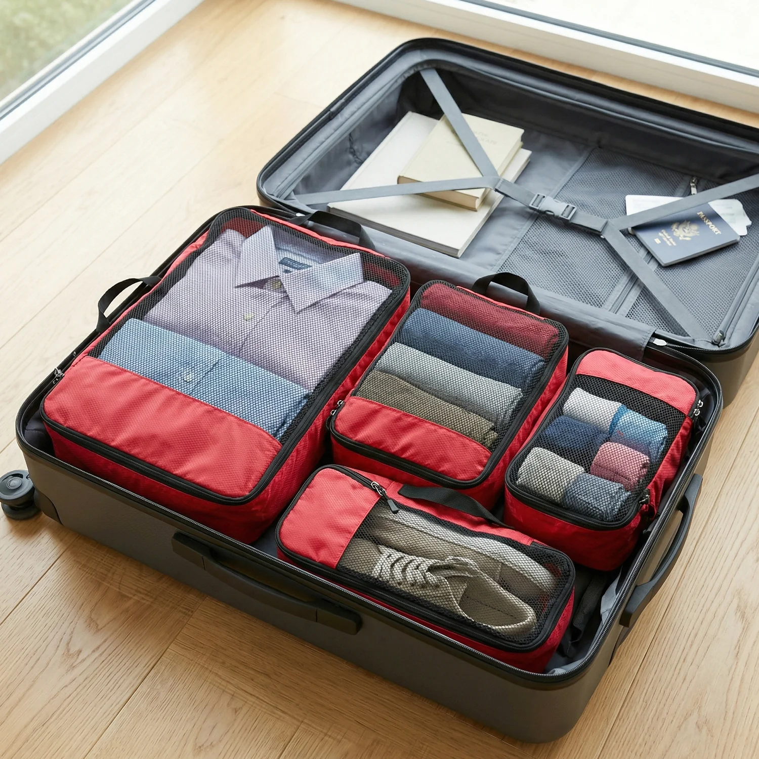 4 In 1 Travel Organizer Packing Cubes Bag Set (4 Pc Set) - Image 3