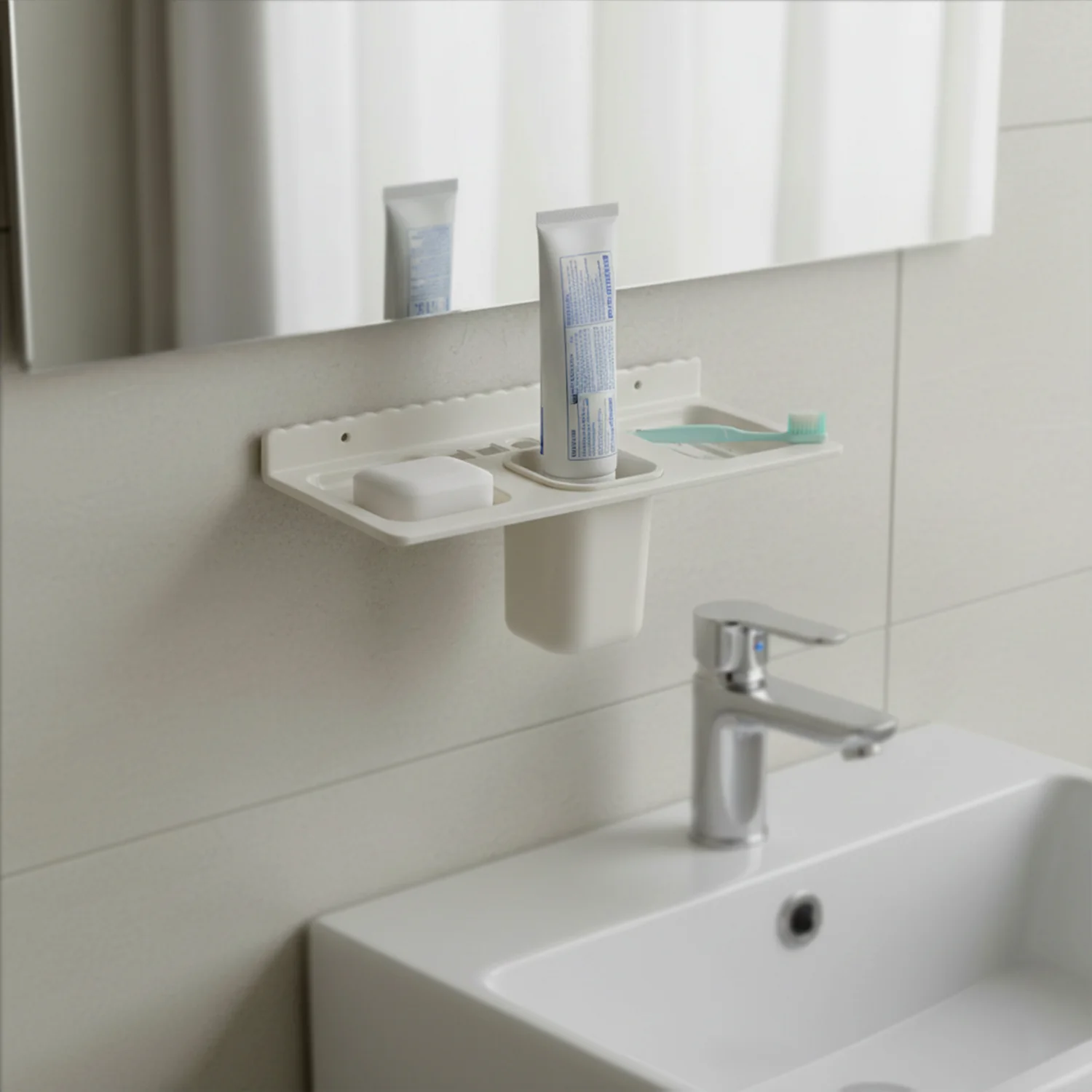 4 in 1 Wall-Mounted Bathroom Organizer - (1 Pc) - Image 7