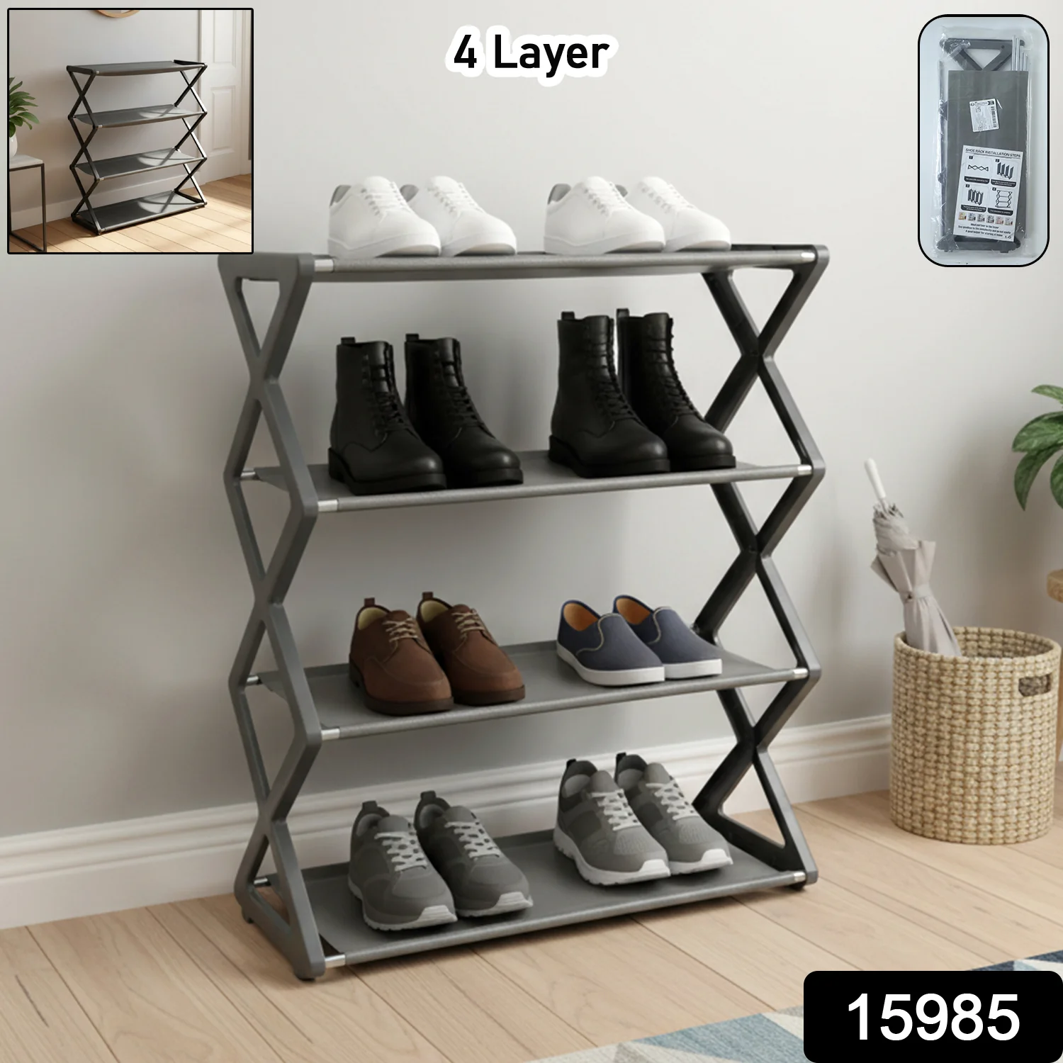 4 Layer Foldable Shoe Rack Organizer (1 Pc) - Image 2