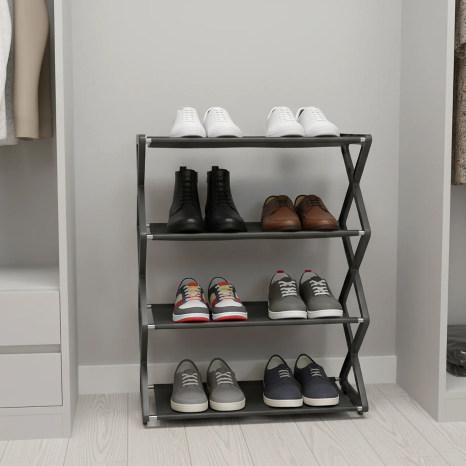 4 Layer Foldable Shoe Rack Organizer (1 Pc) - Image 3