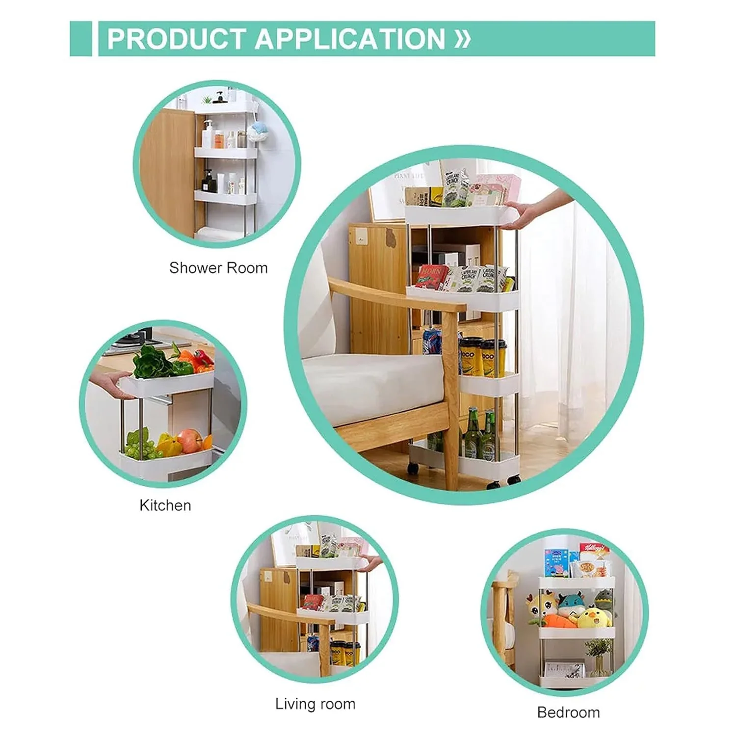 4 Layer Multipurpose Kitchen Storage Organizer Trolley with Wheels - Image 4