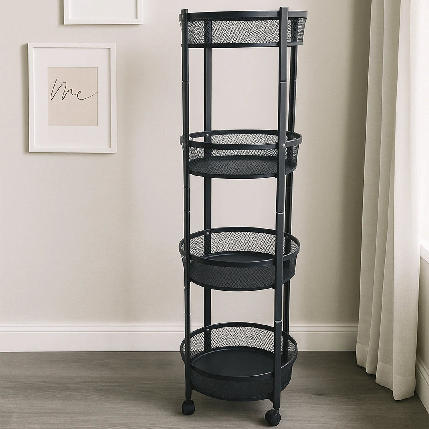 4-Layer Round Metal Folding Storage Trolley (1 Pc) - Image 4