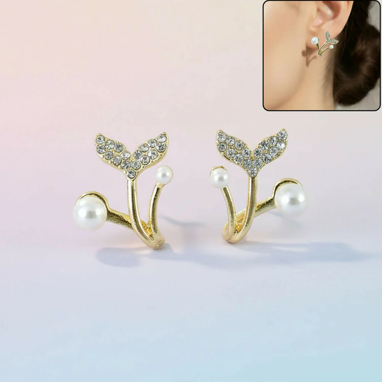 4 Pairs Korean Style Earrings Set for Women | Pearl, Stud & Zircon Combo - Image 6