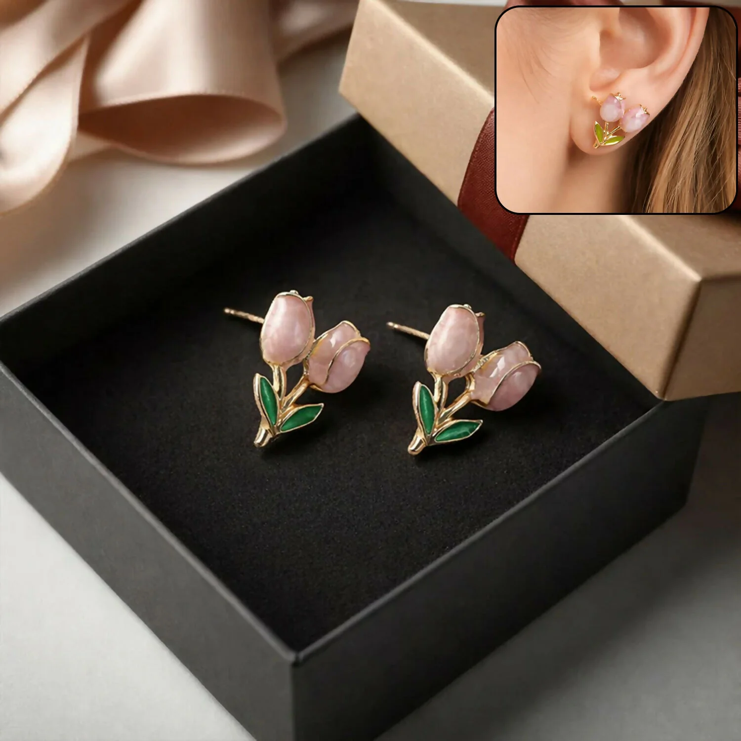 4 Pairs Korean Style Earrings Set for Women | Pearl, Stud & Zircon Combo - Image 6