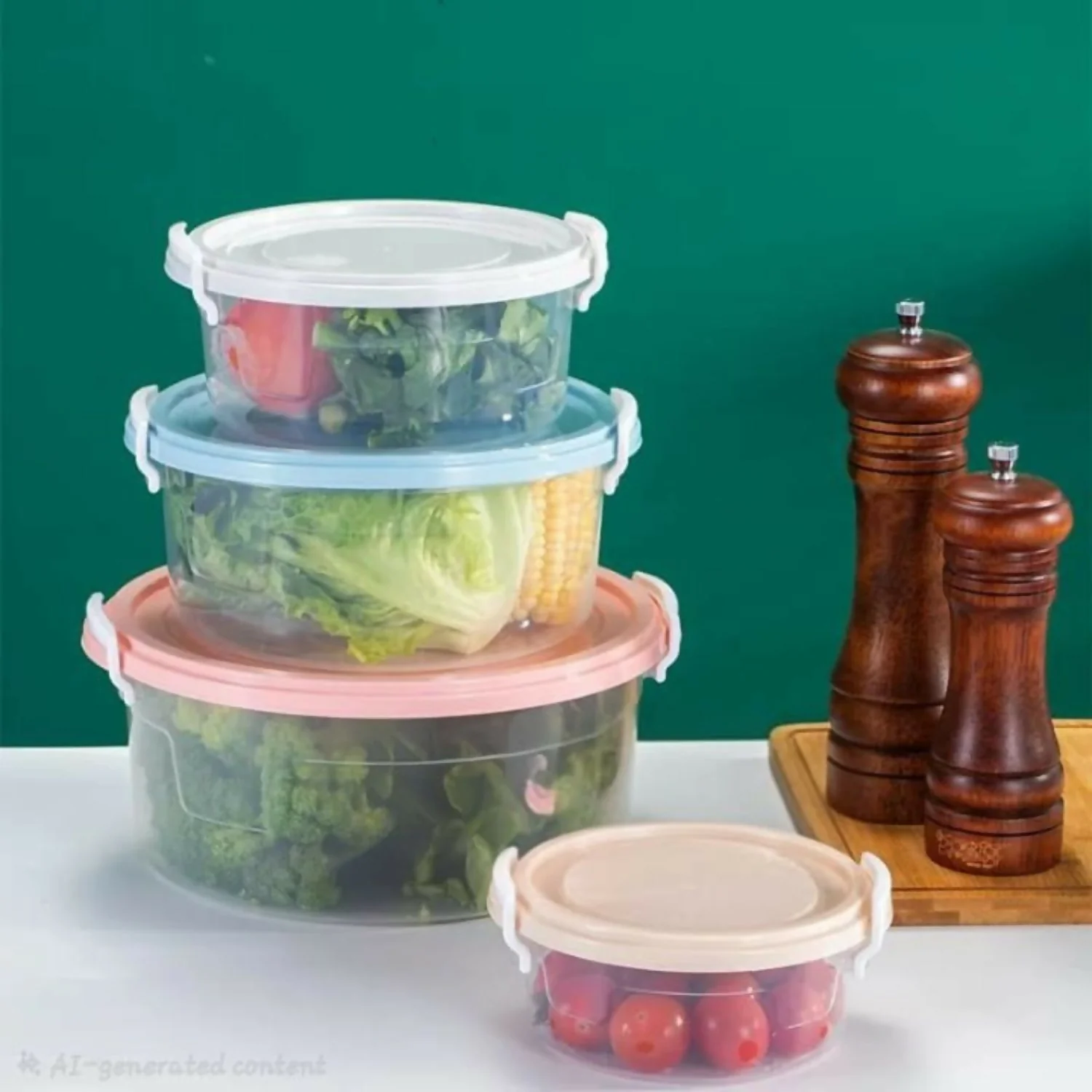 4 pcs lock lid Plastic Container 1400 ml - Image 3