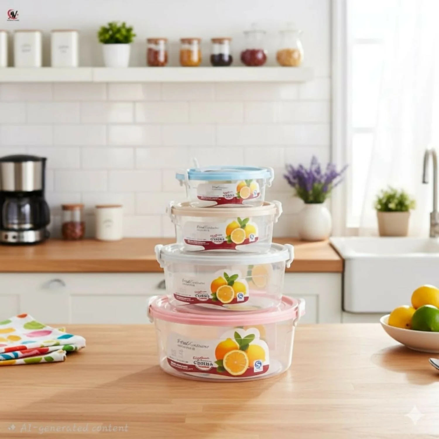 4 pcs lock lid Plastic Container 1400 ml - Image 4