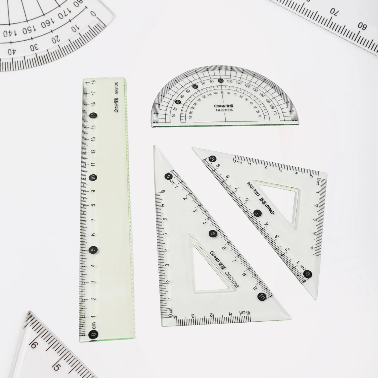 4-Piece Geometry Set, Triangle Ruler Protractor Straight Ruler - Image 4