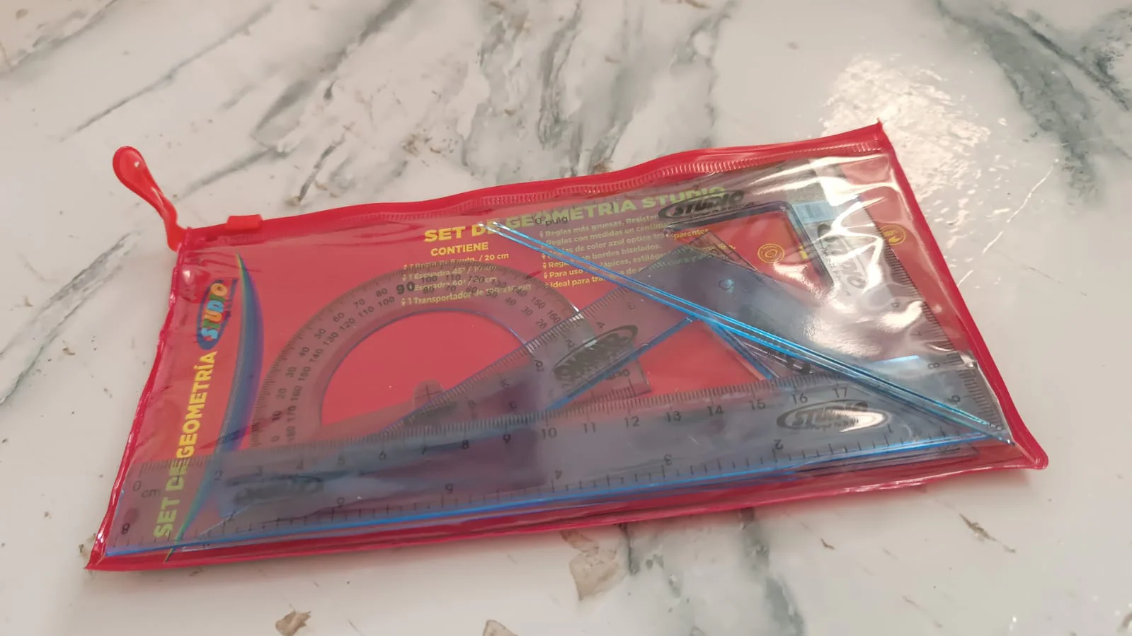 4-Piece Transparent Geometry Instrument Set with Ruler - Image 7