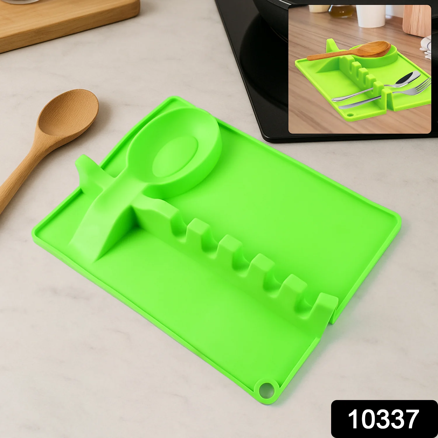 4-Slots Silicone Multifunctional Spoon Holders Fork Spatula Rack (1 Pc) - Image 2