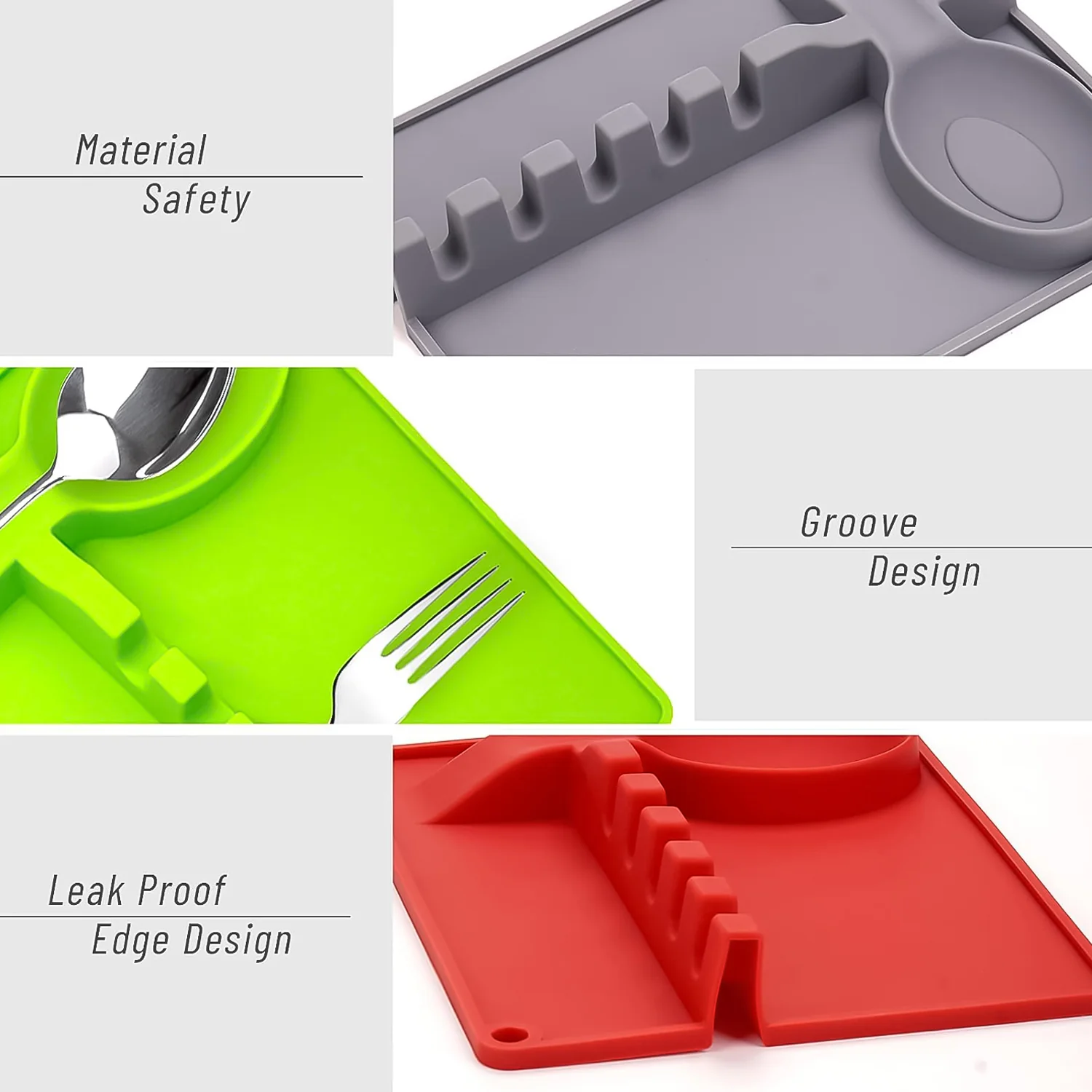 4-Slots Silicone Multifunctional Spoon Holders Fork Spatula Rack (1 Pc) - Image 4